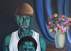 Fratello - 21° secolo, Contemporaneo, Figurativo, Floreale, Uomo Amore, Dot Dot Green