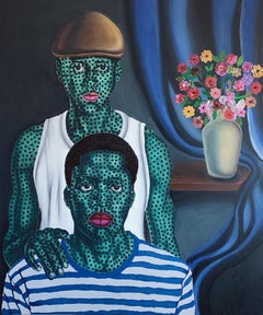 Hermano - Siglo XXI, Contemporáneo, Figurativo, Floral, Hombres Amor, Lunar Verde