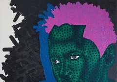 Despair - 21st Century, Contemporary, Figurative, Floral, Men Love, Dotted Green