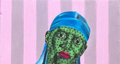 Durag Boy -21st Century, Contemporary, Figurative Portrait, Africa, Dotted Green