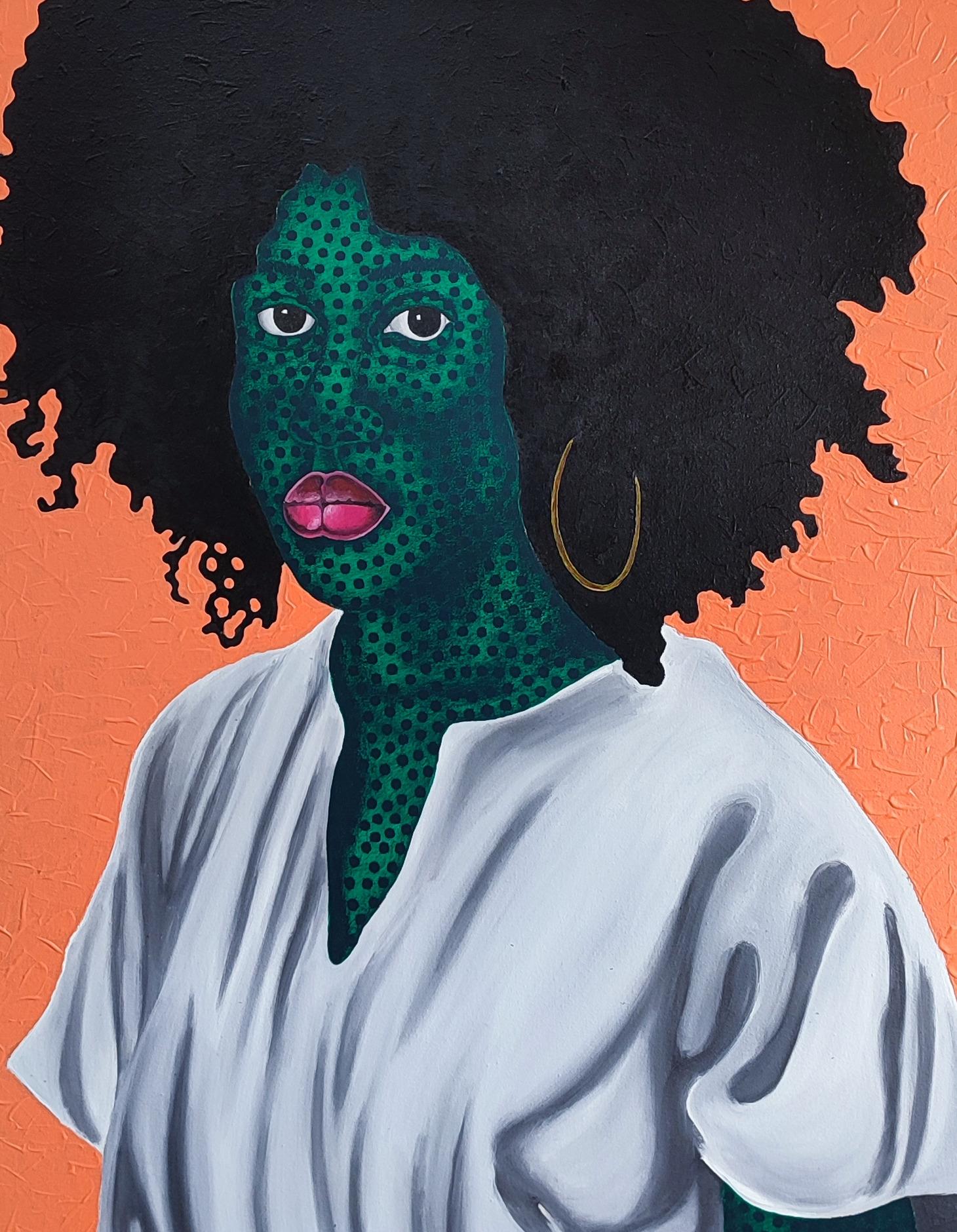 Hilda - 21° secolo, Contemporaneo, Ritratto figurativo, Africa Donne Capelli, Occhi in vendita 1