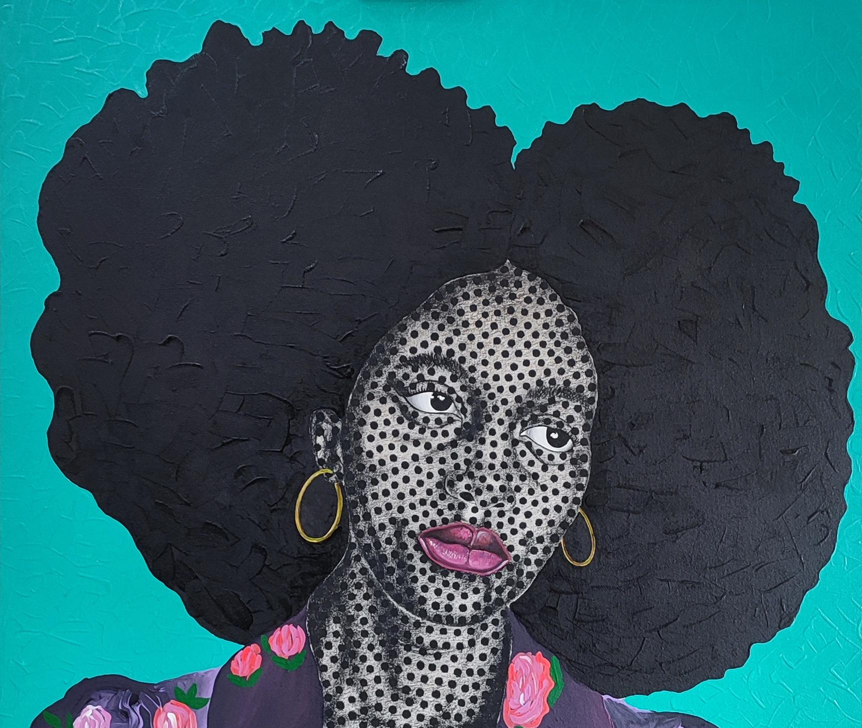 Marylynne - 21° secolo, Contemporaneo, Ritratto figurativo, Africa Donna Capelli - Mixed Media Art Concettualismo di Makama John