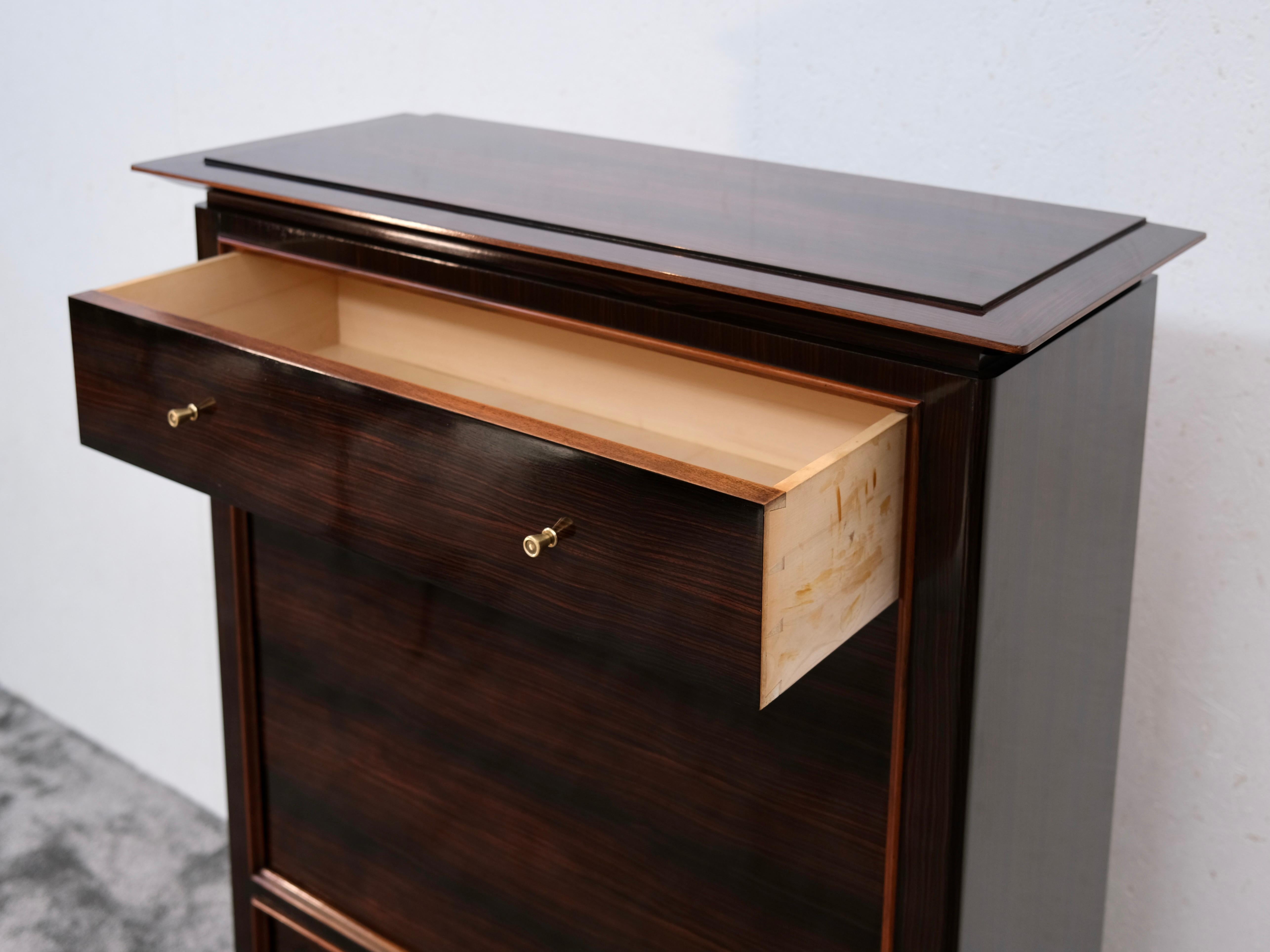 Makassar Art Deco Secretary Desk with Maple Interior, France 1930s For Sale 8