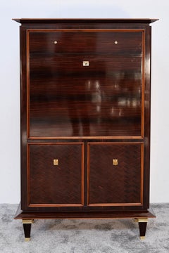 Scrivania Art Deco di Makassar con interni in acero, Francia, anni '30