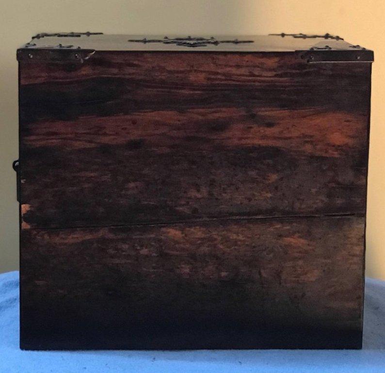 19th Century Makassar Ebony English Brassbound Gothic Influence Two-Drawer Cigar Box For Sale
