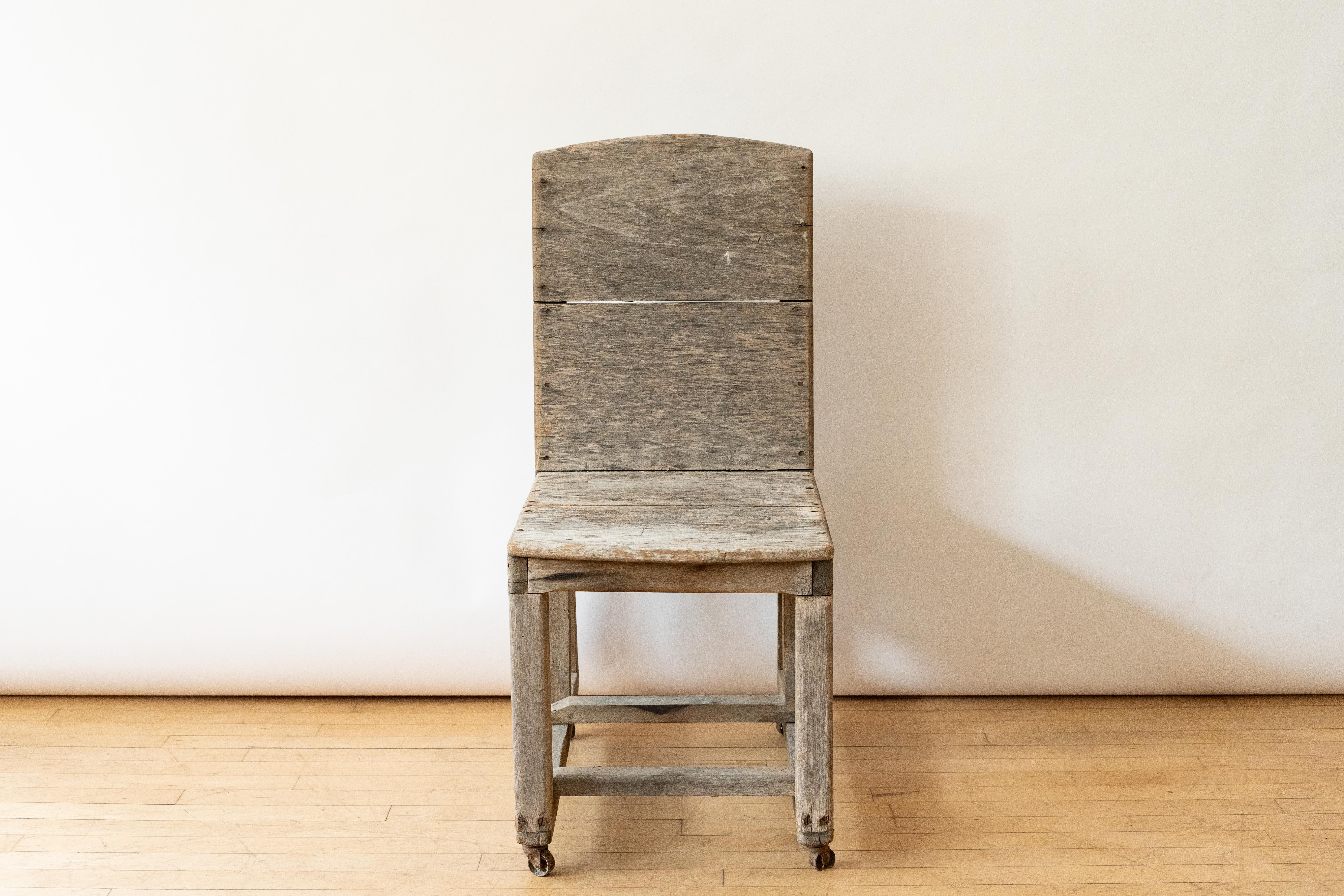 Primitive Make-Do Wood Shop Chair For Sale