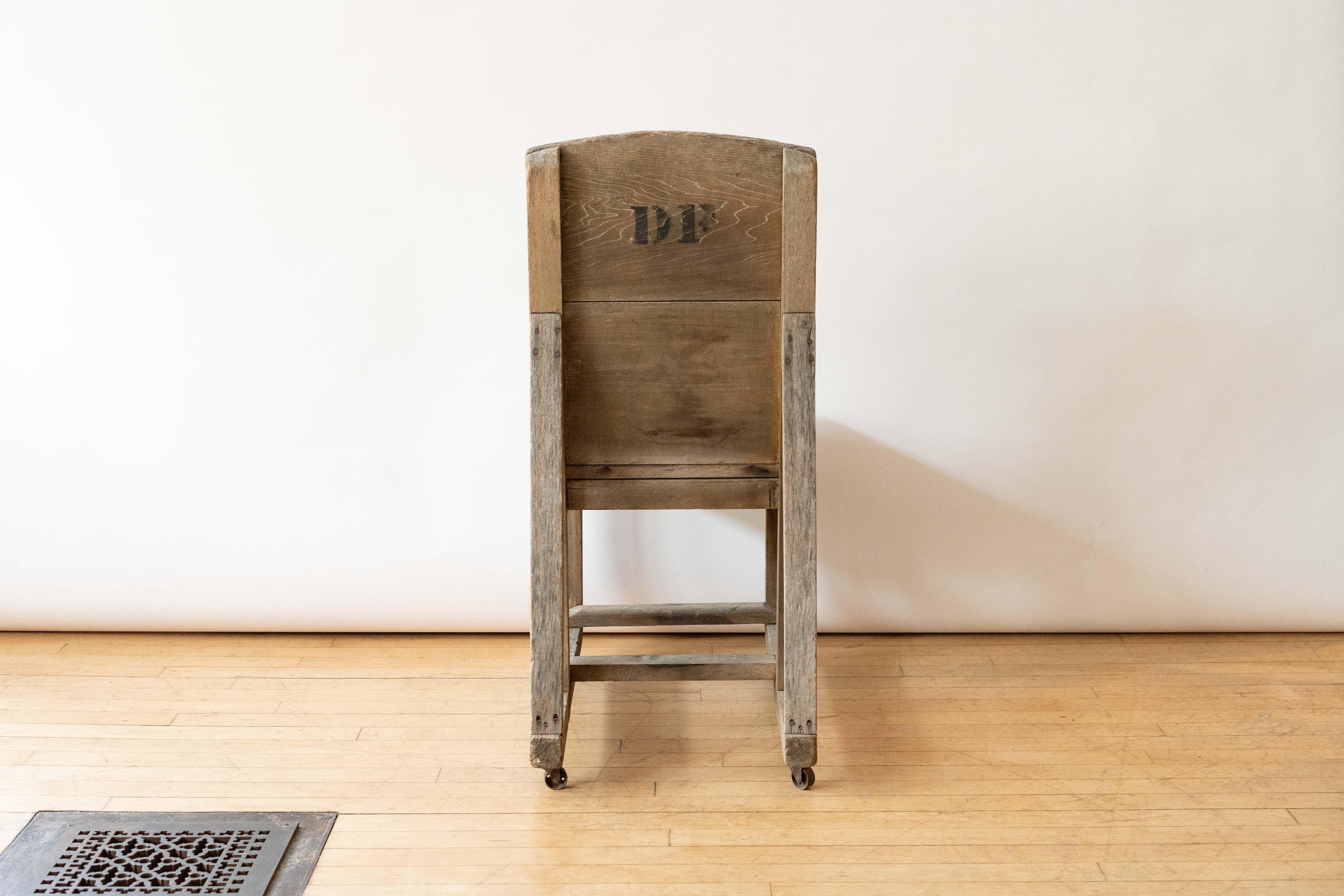 American Make-Do Wood Shop Chair For Sale