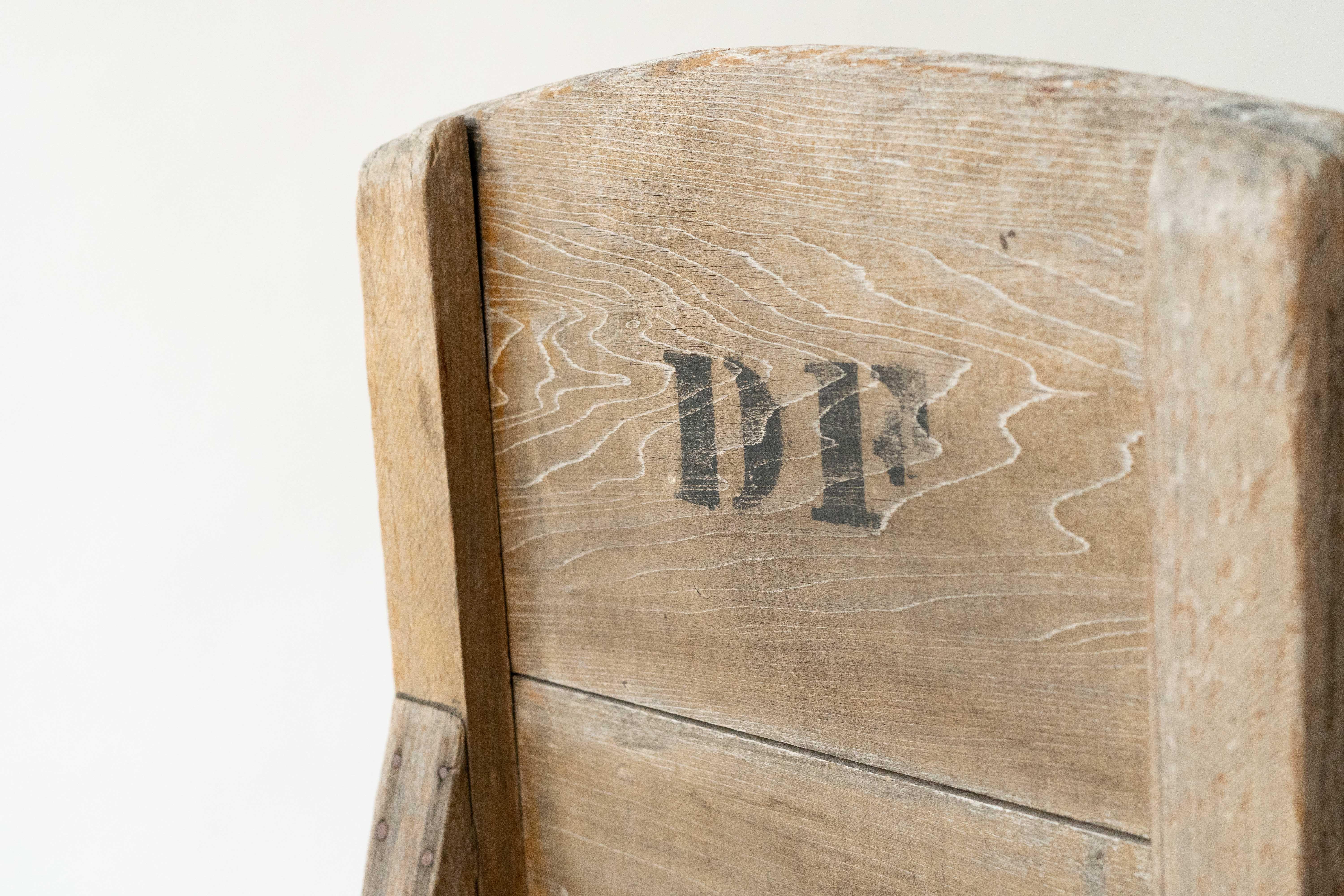 Hand-Crafted Make-Do Wood Shop Chair For Sale