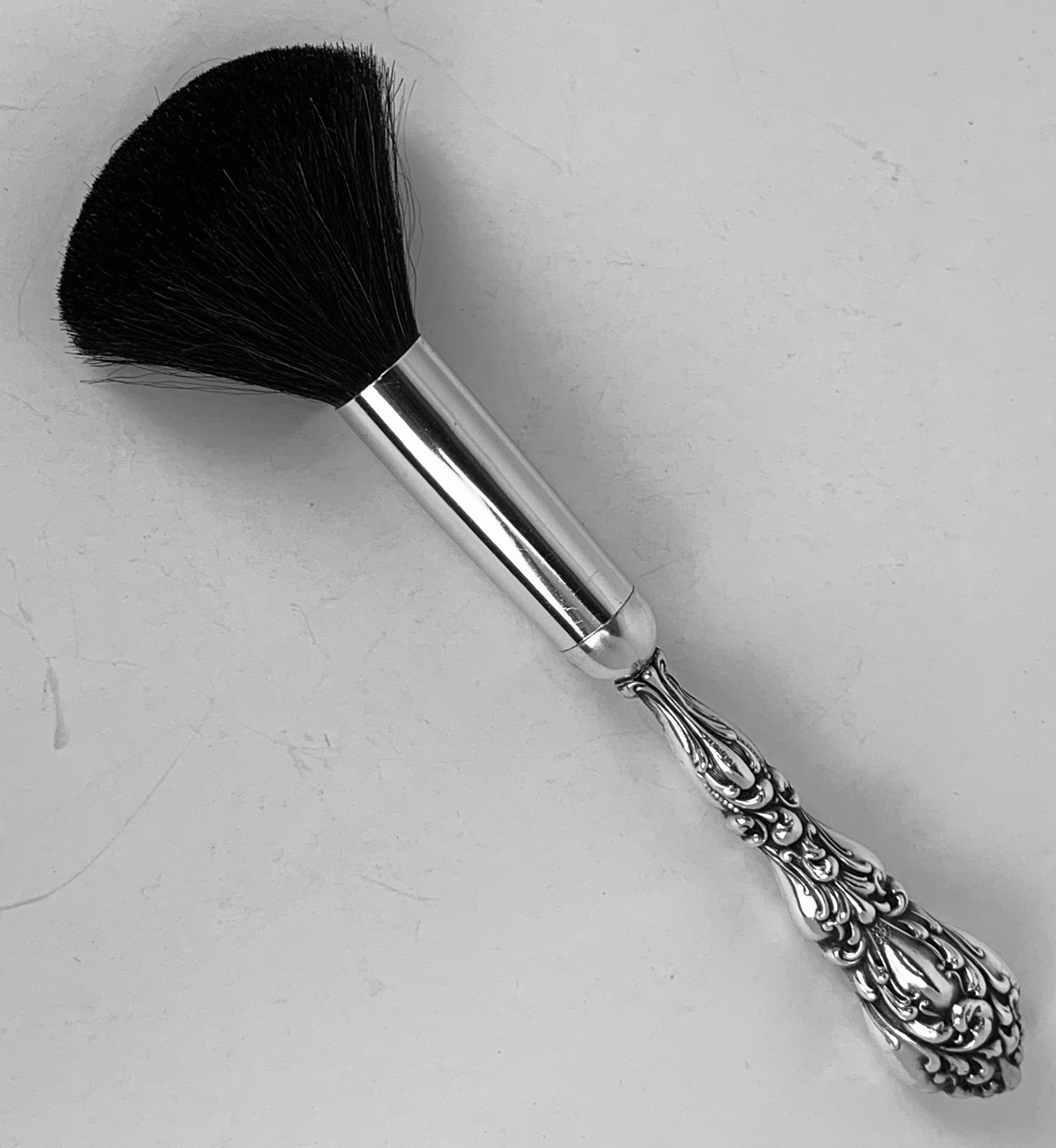 Belle Époque Make-Up Brush with a Sterling Silver Repoussé Hande,  American, 19th c. 