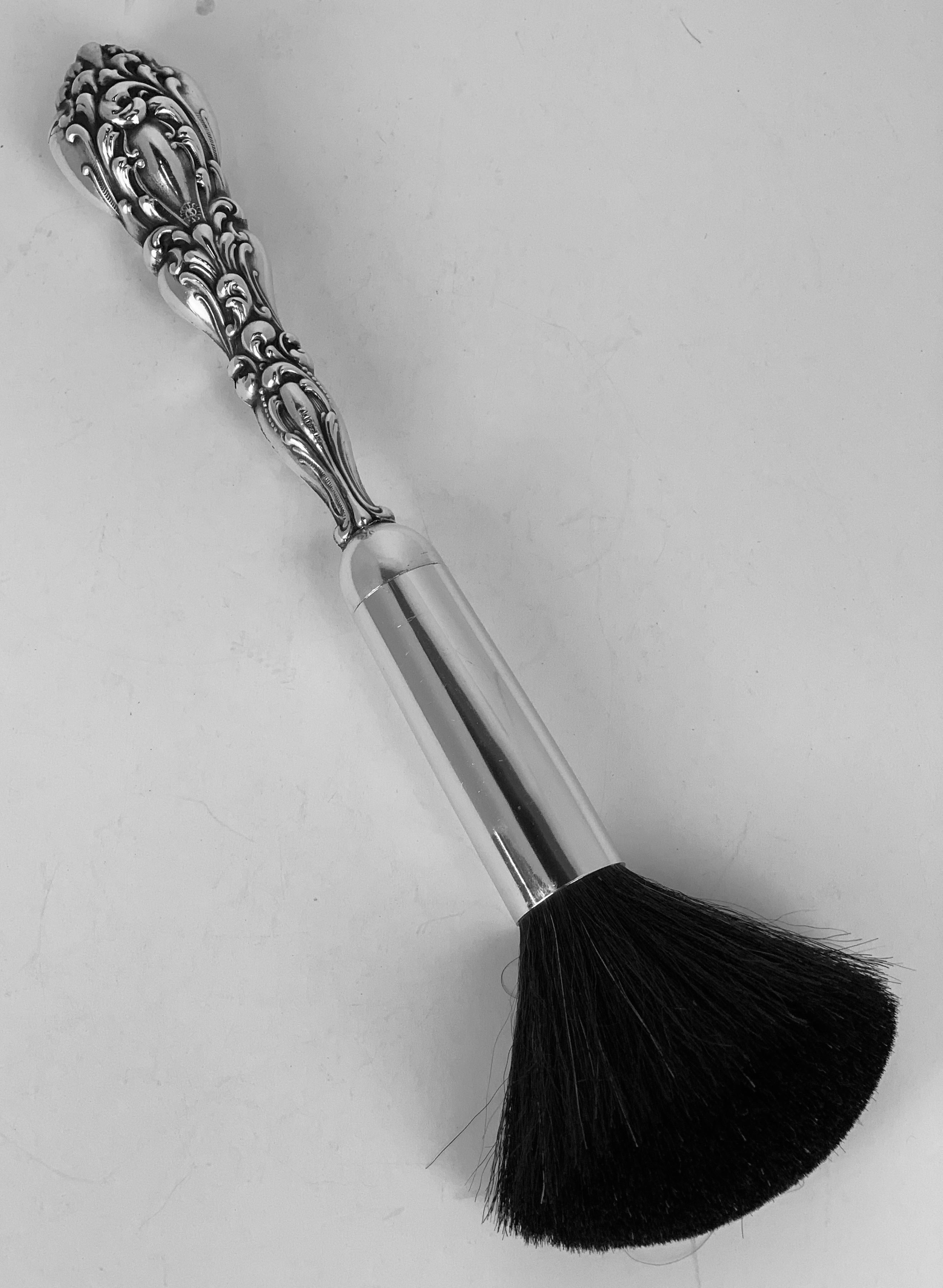 Make-Up Brush with a Sterling Silver Repoussé Hande,  American, 19th c.  1