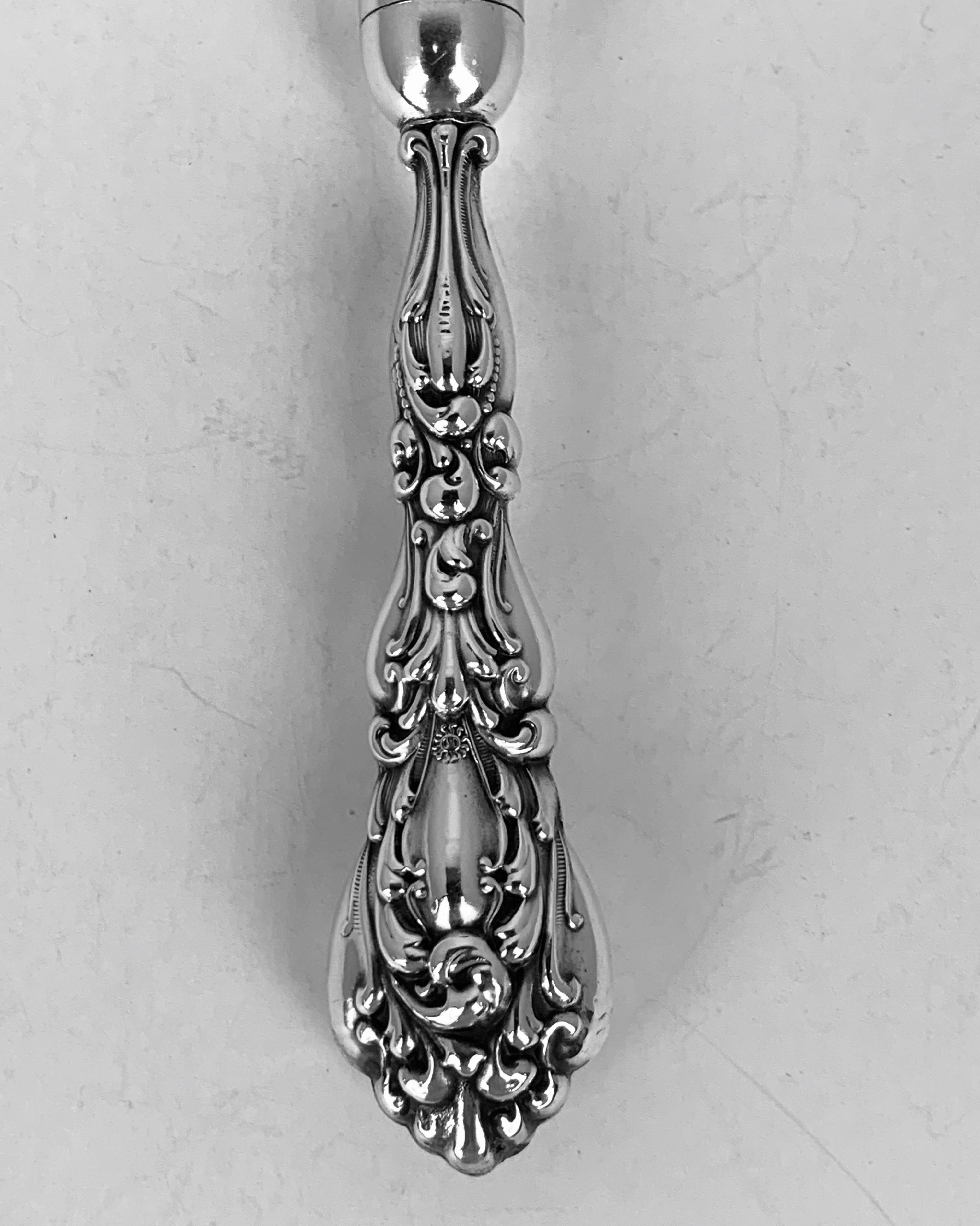 Make-Up Brush with a Sterling Silver Repoussé Hande,  American, 19th c.  In Good Condition In West Palm Beach, FL