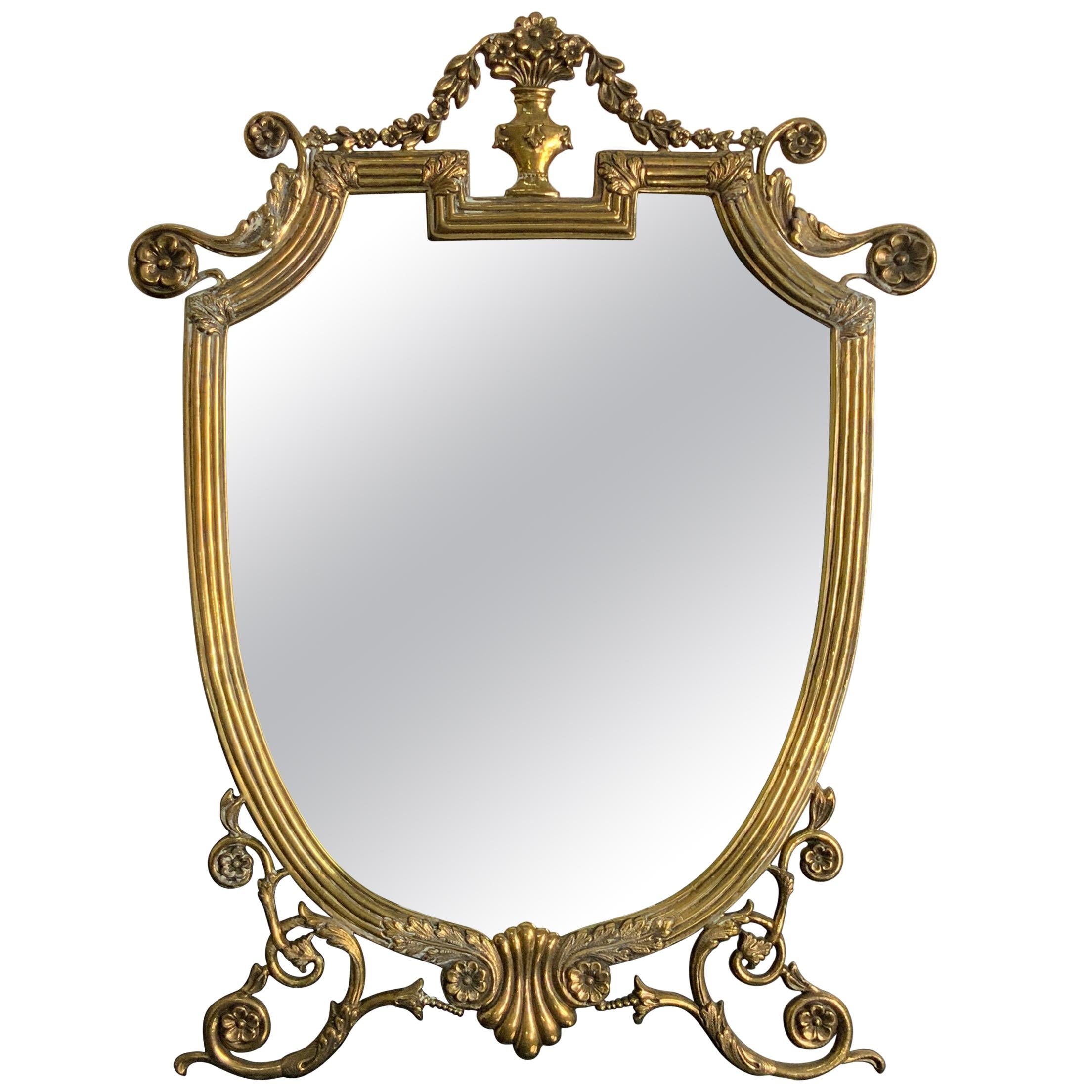 Make-Up Mirror in Brass For Sale