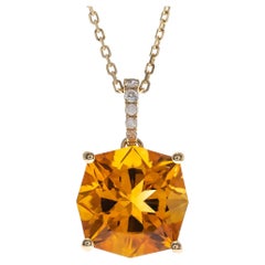 Makha 14K Gelbgold Cushion-Cut Citrin-Anhänger
