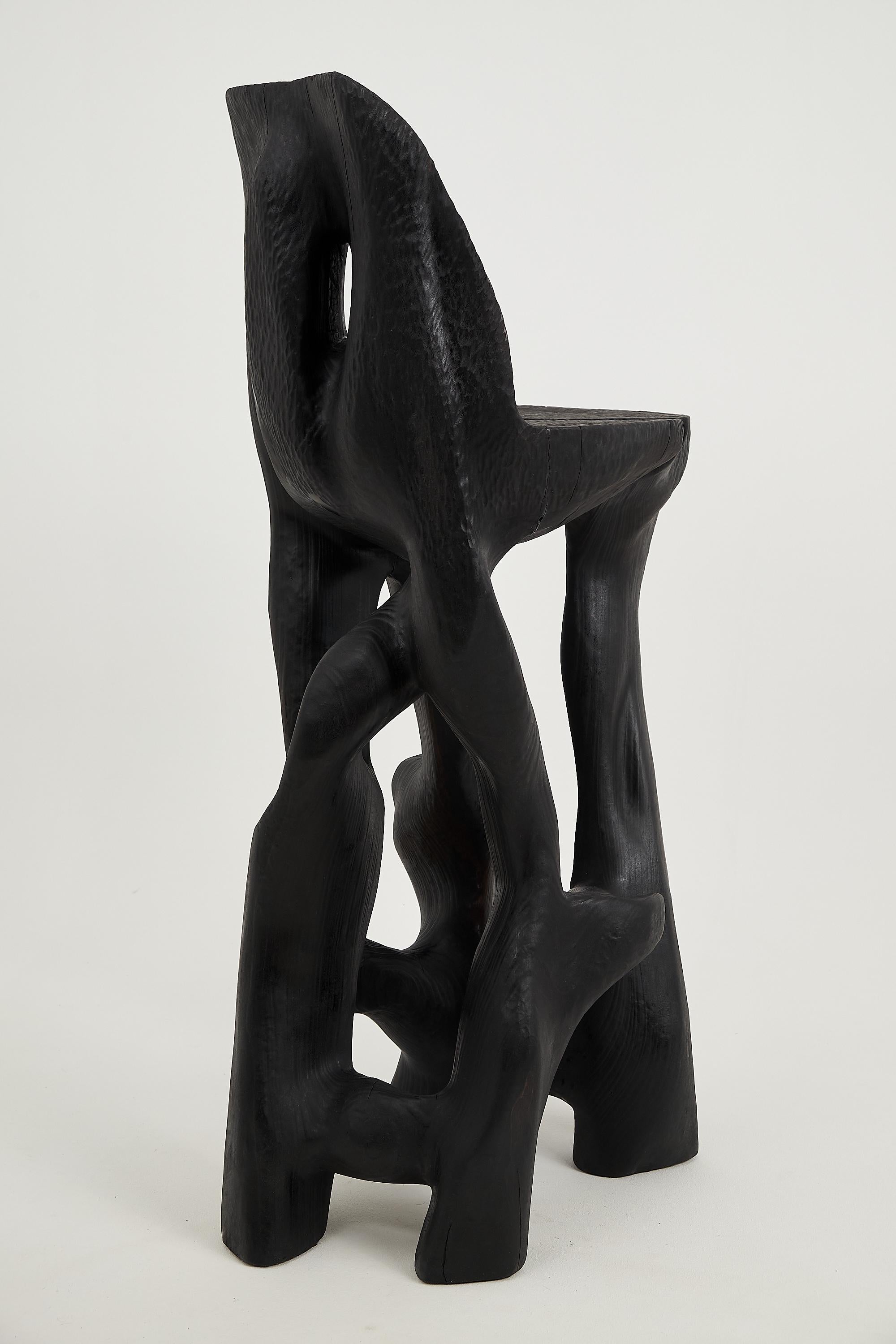 Makha, Solid Wood Sculptural Bar Chair, Original Contemporary Design, Logniture For Sale 4
