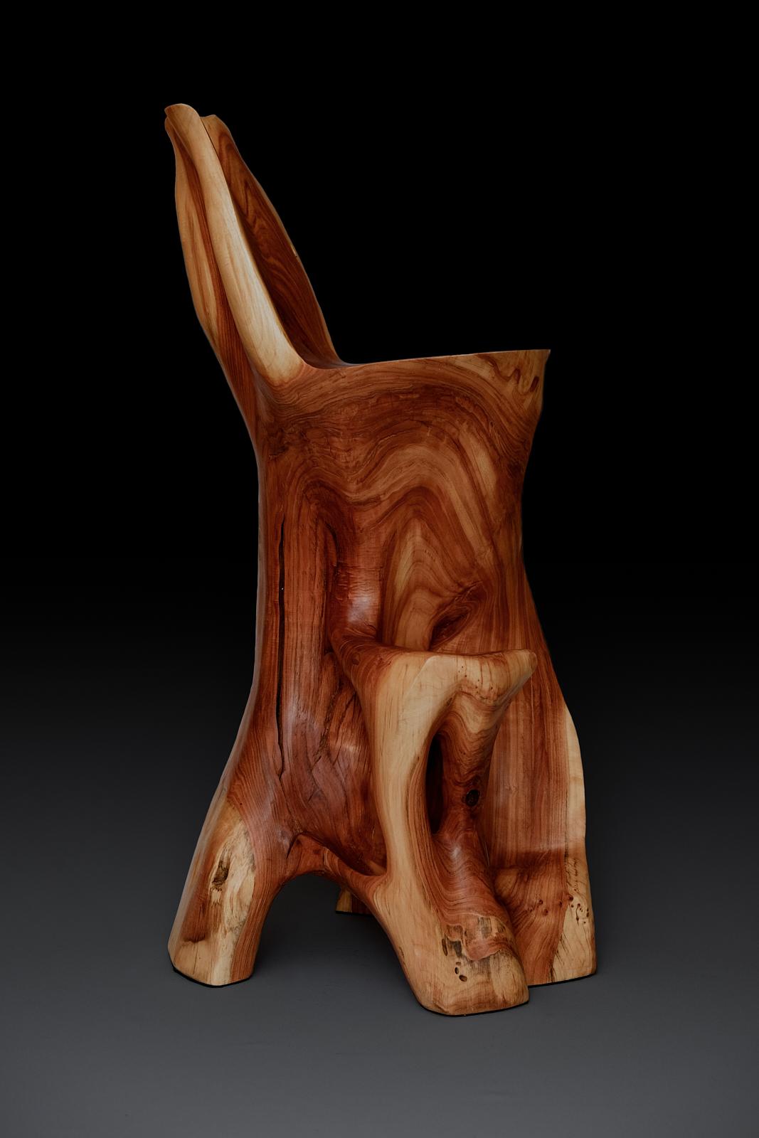 Makha, Solid Wood Sculptural Bar Chair, Original Contemporary Design, Logniture For Sale 4