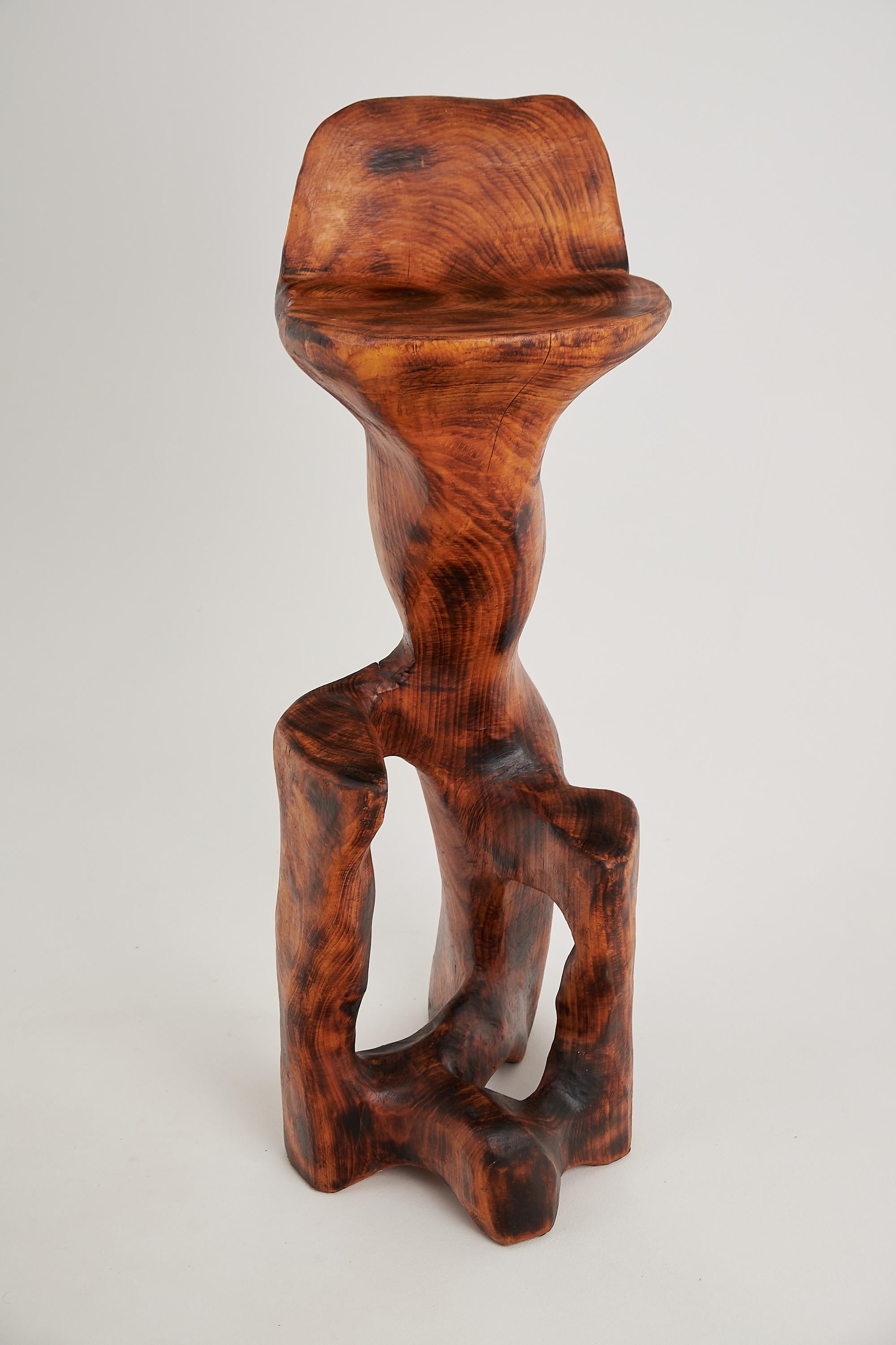 Makha, Solid Wood Sculptural Bar Chair, Original Contemporary Design, Logniture For Sale 6