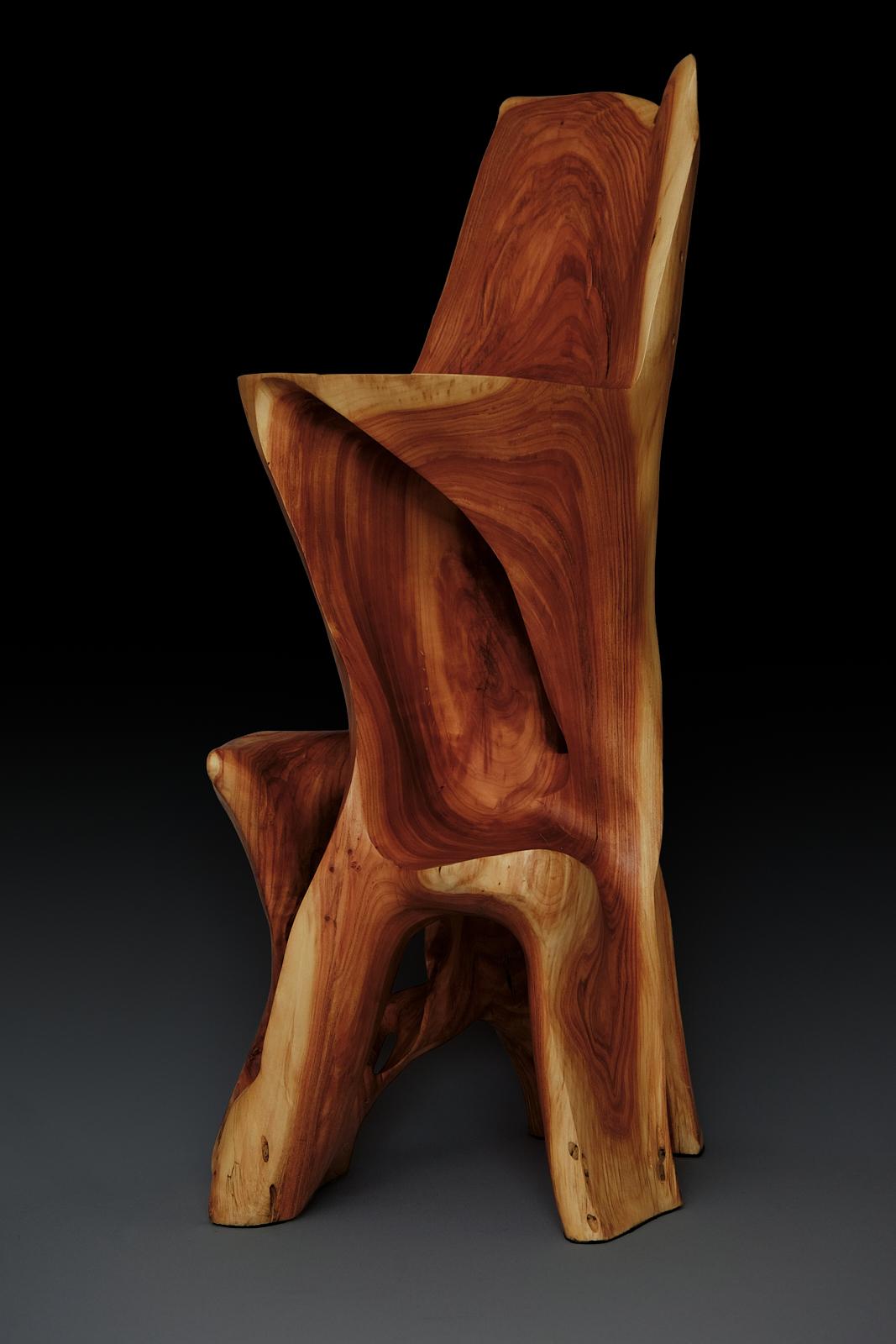 Makha, Solid Wood Sculptural Bar Chair, Original Contemporary Design, Logniture For Sale 5