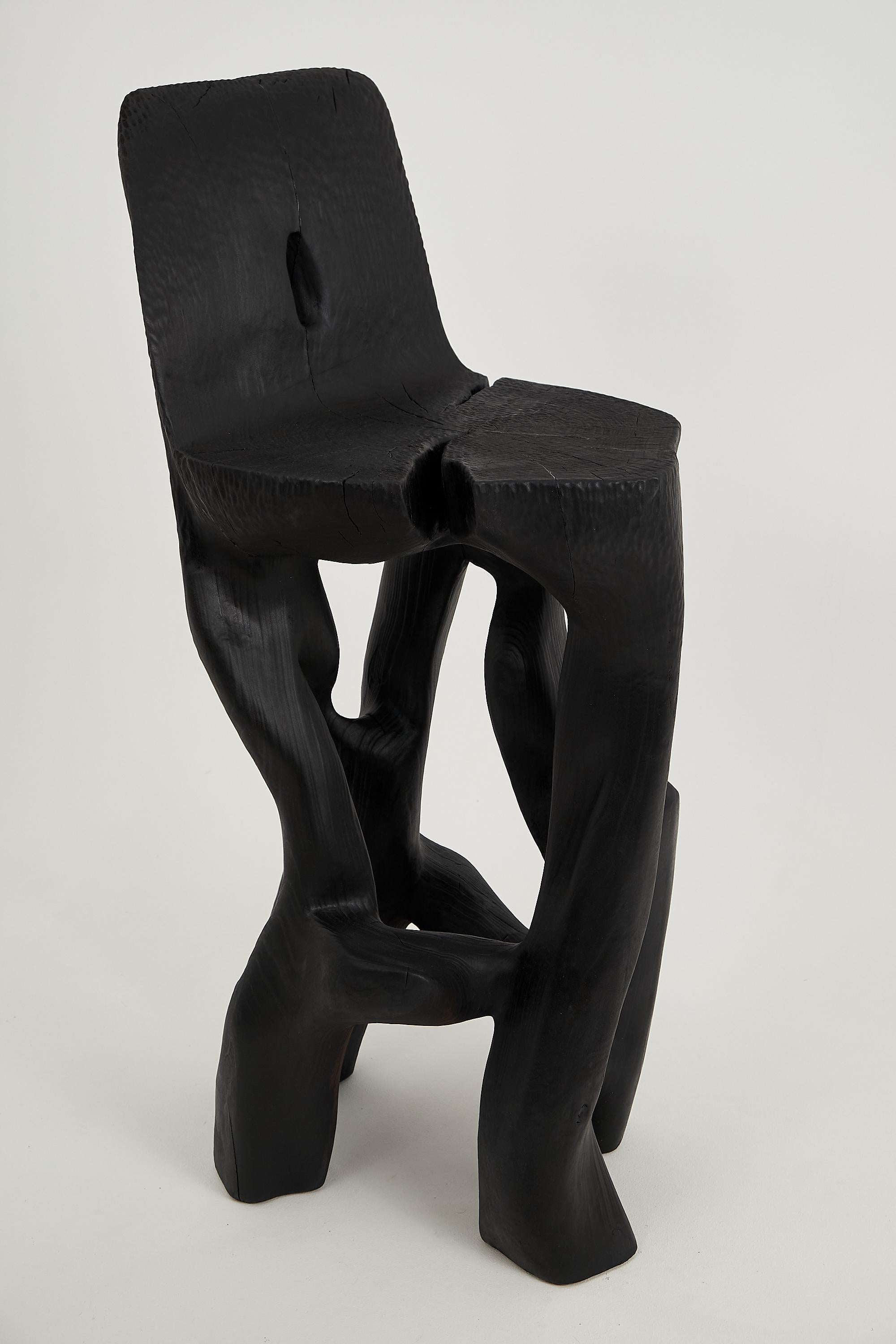 Makha, Solid Wood Sculptural Bar Chair, Original Contemporary Design, Logniture For Sale 6