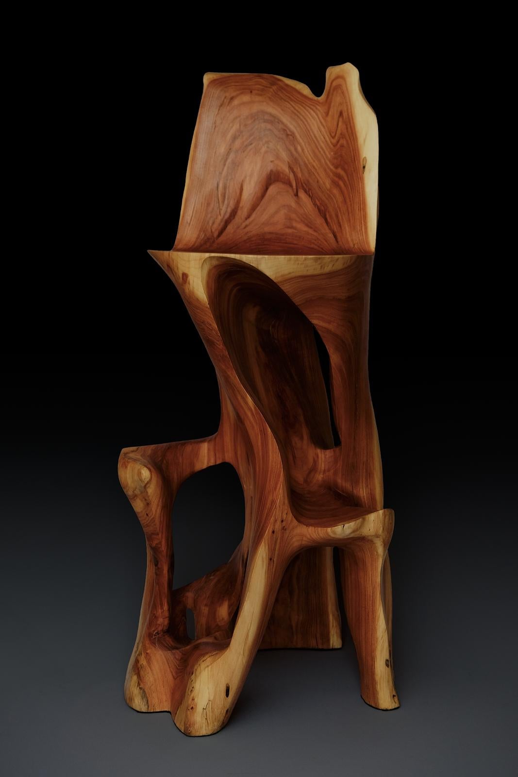 Makha, Solid Wood Sculptural Bar Chair, Original Contemporary Design, Logniture For Sale 6