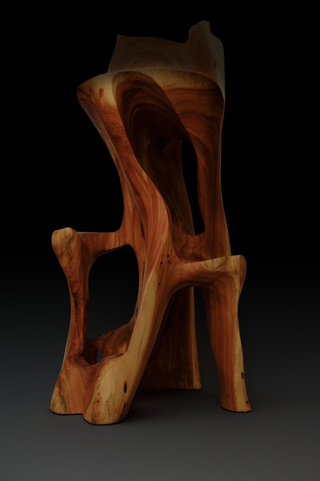 Makha, Solid Wood Sculptural Bar Chair, Original Contemporary Design, Logniture For Sale 8