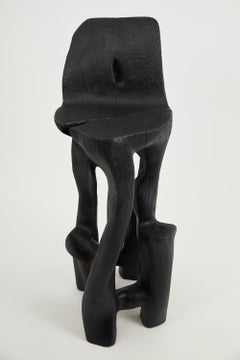 Fauteuil de bar sculptural en bois massif Makha, design contemporain original, Logniture