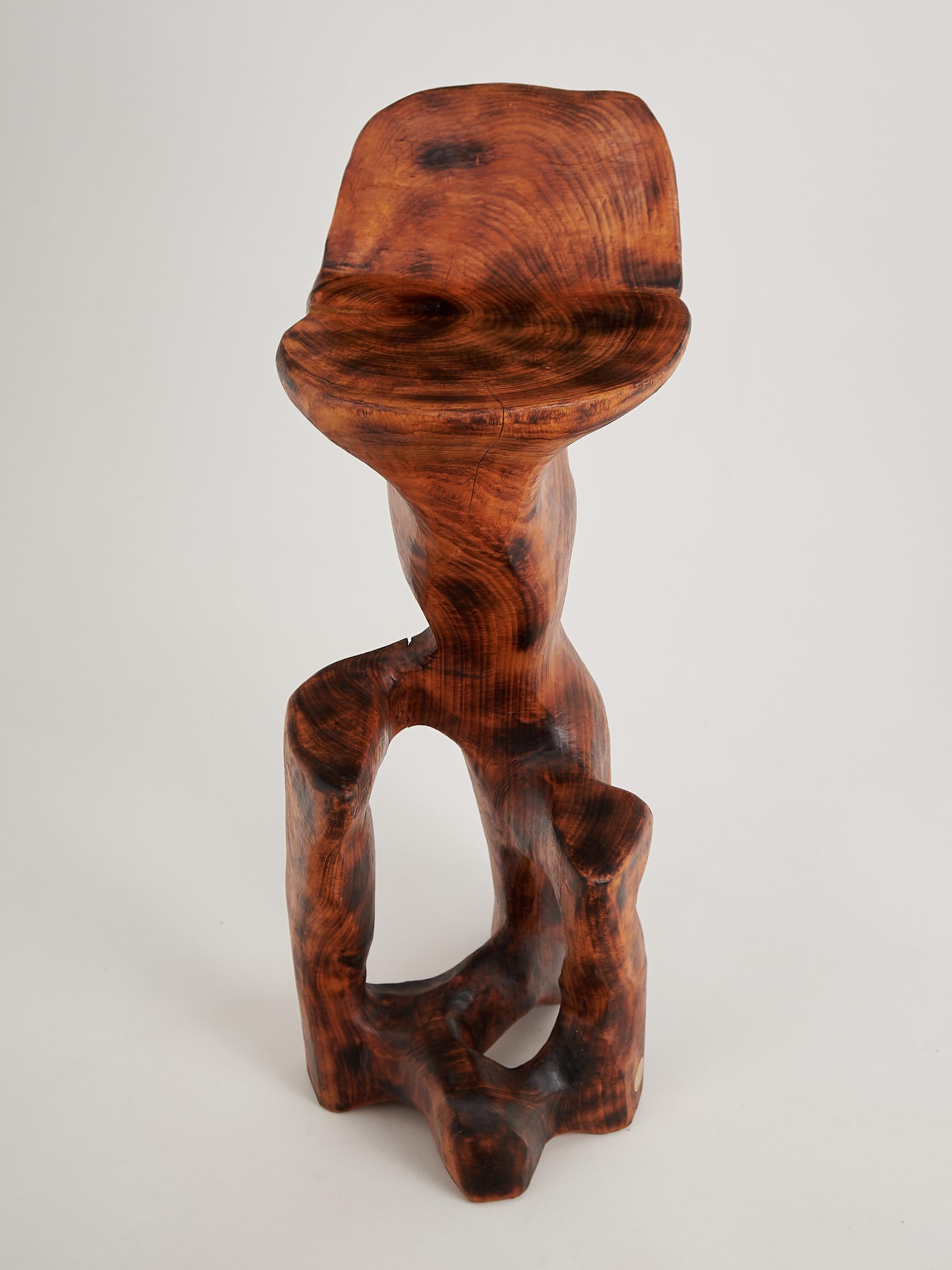 Croatian Makha, Solid Wood Sculptural Bar Chair, Original Contemporary Design, Logniture For Sale