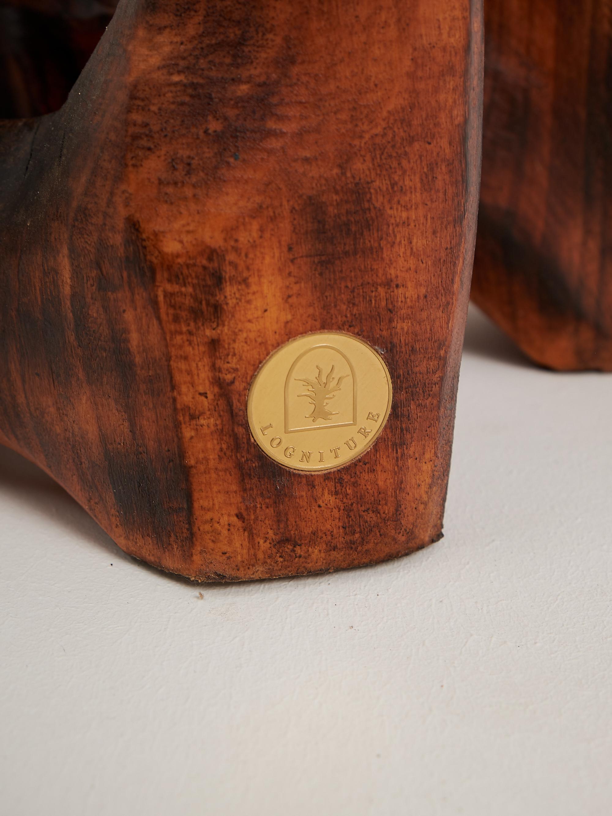 Carved Makha, Solid Wood Sculptural Bar Chair, Original Contemporary Design, Logniture For Sale
