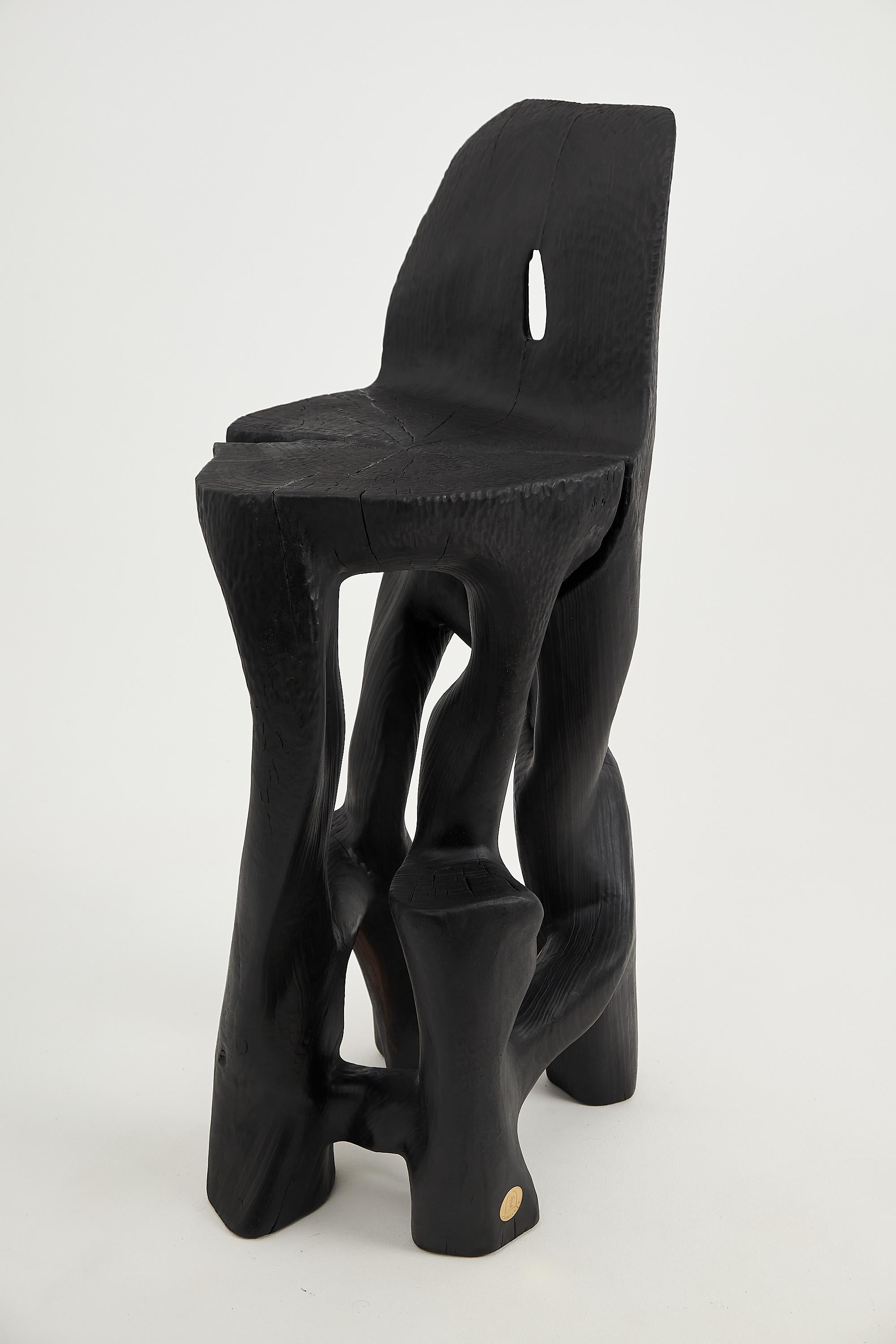 Croatian Makha, Solid Wood Sculptural Bar Chair, Original Contemporary Design, Logniture For Sale