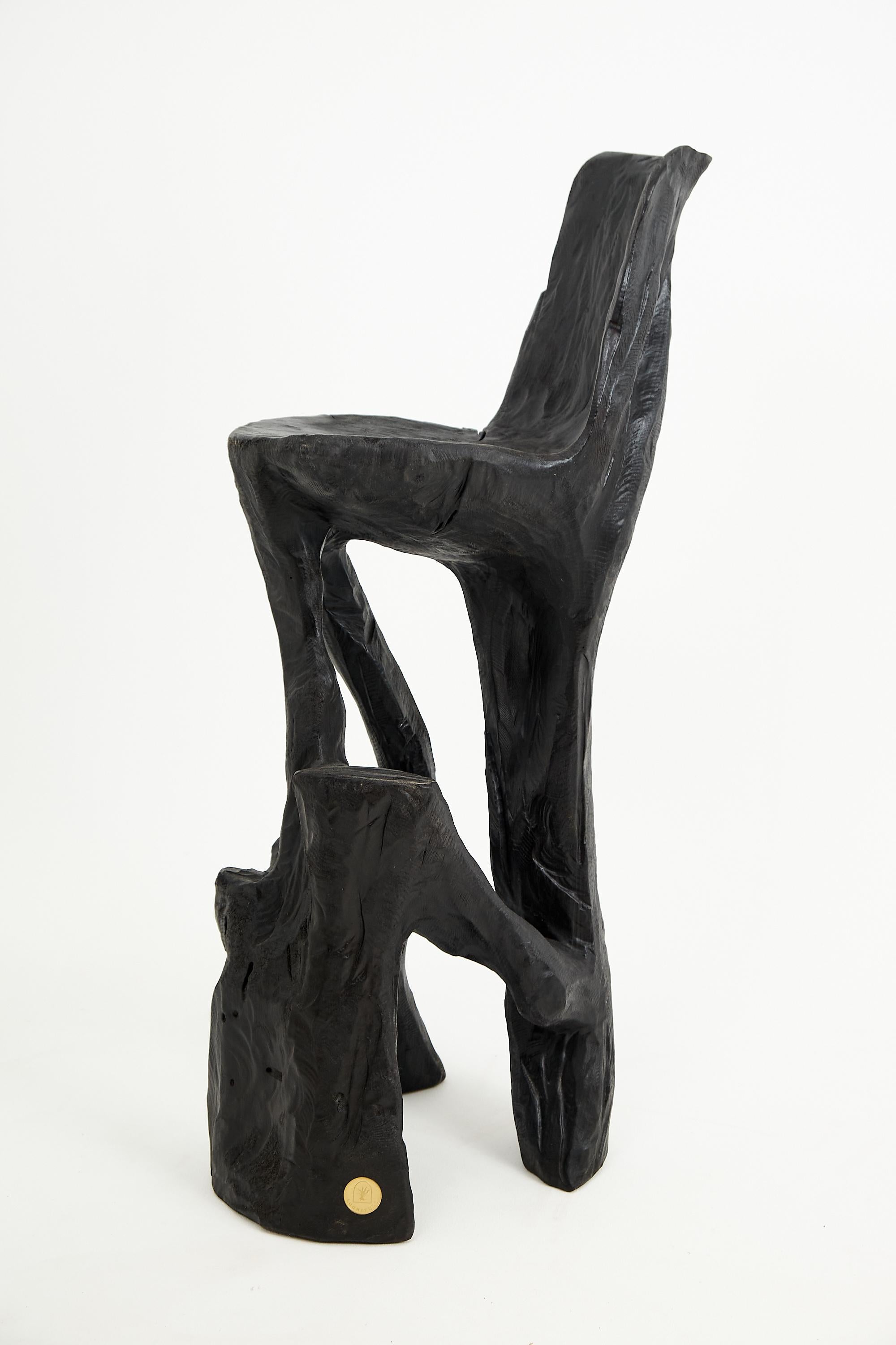 Croatian Makha, Solid Wood Sculptural Bar Chair, Original Contemporary Design, Logniture For Sale