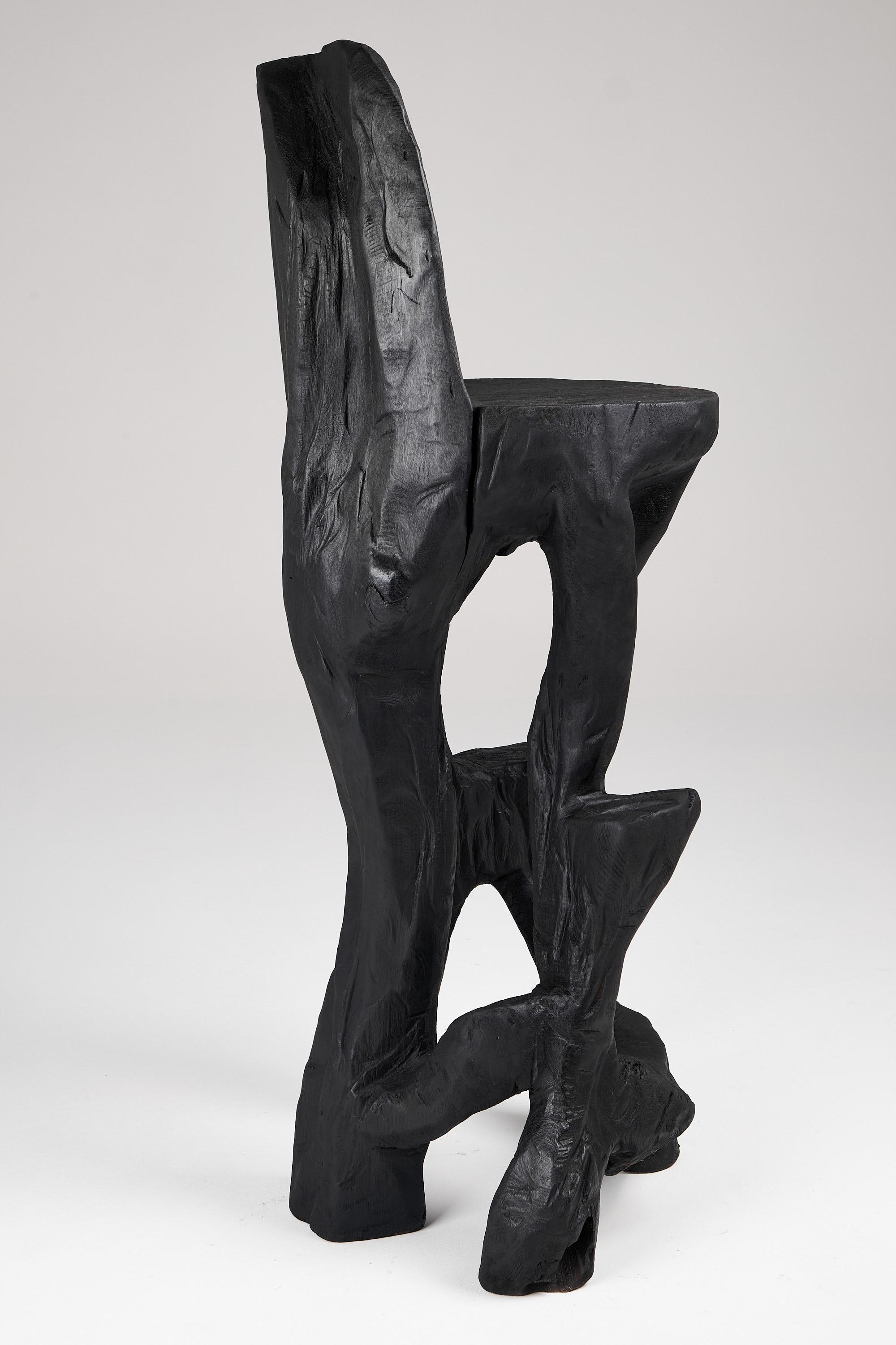 Makha, Solid Wood Sculptural Bar Chair, Original Contemporary Design, Logniture For Sale 1