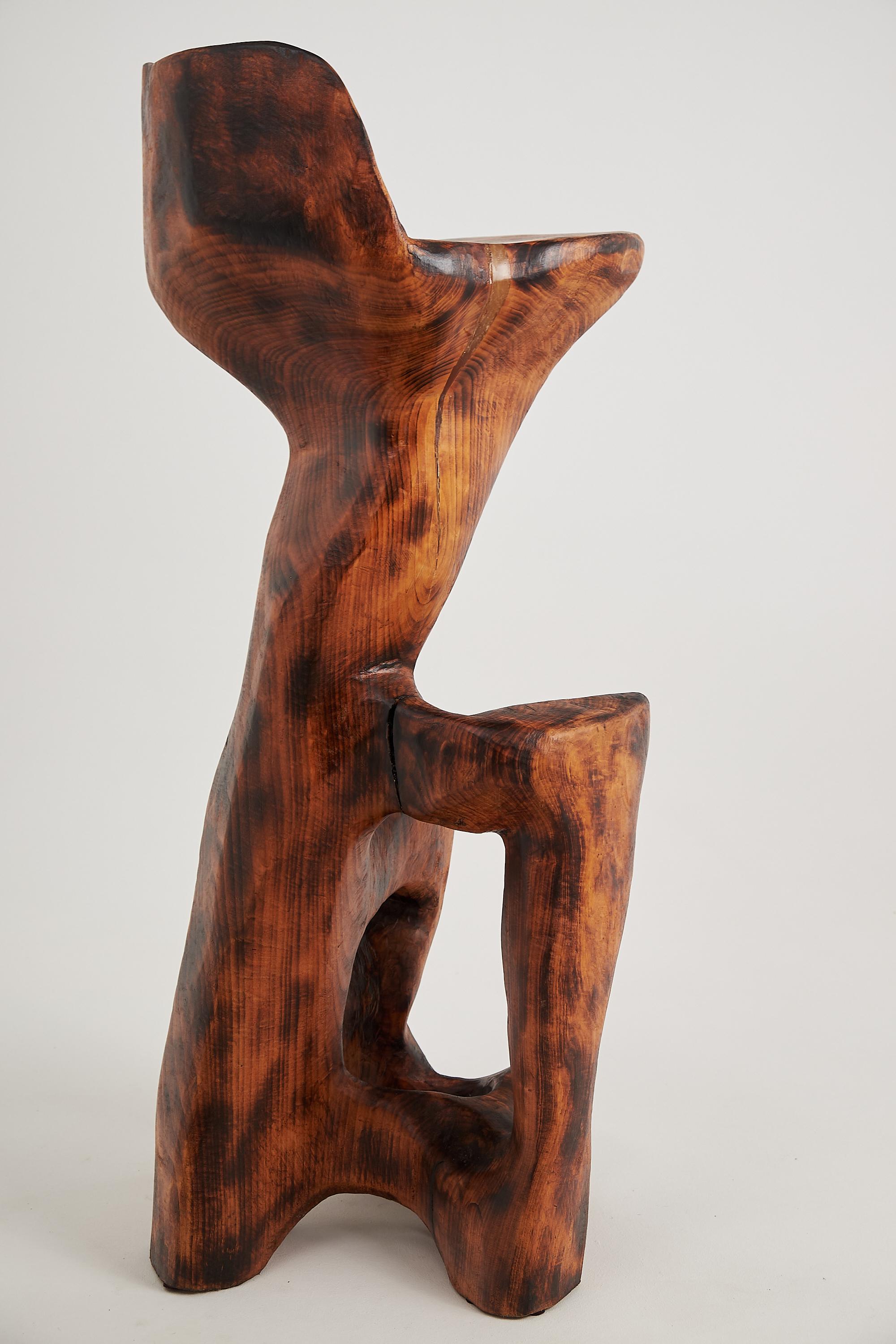 Makha, Solid Wood Sculptural Bar Chair, Original Contemporary Design, Logniture For Sale 2