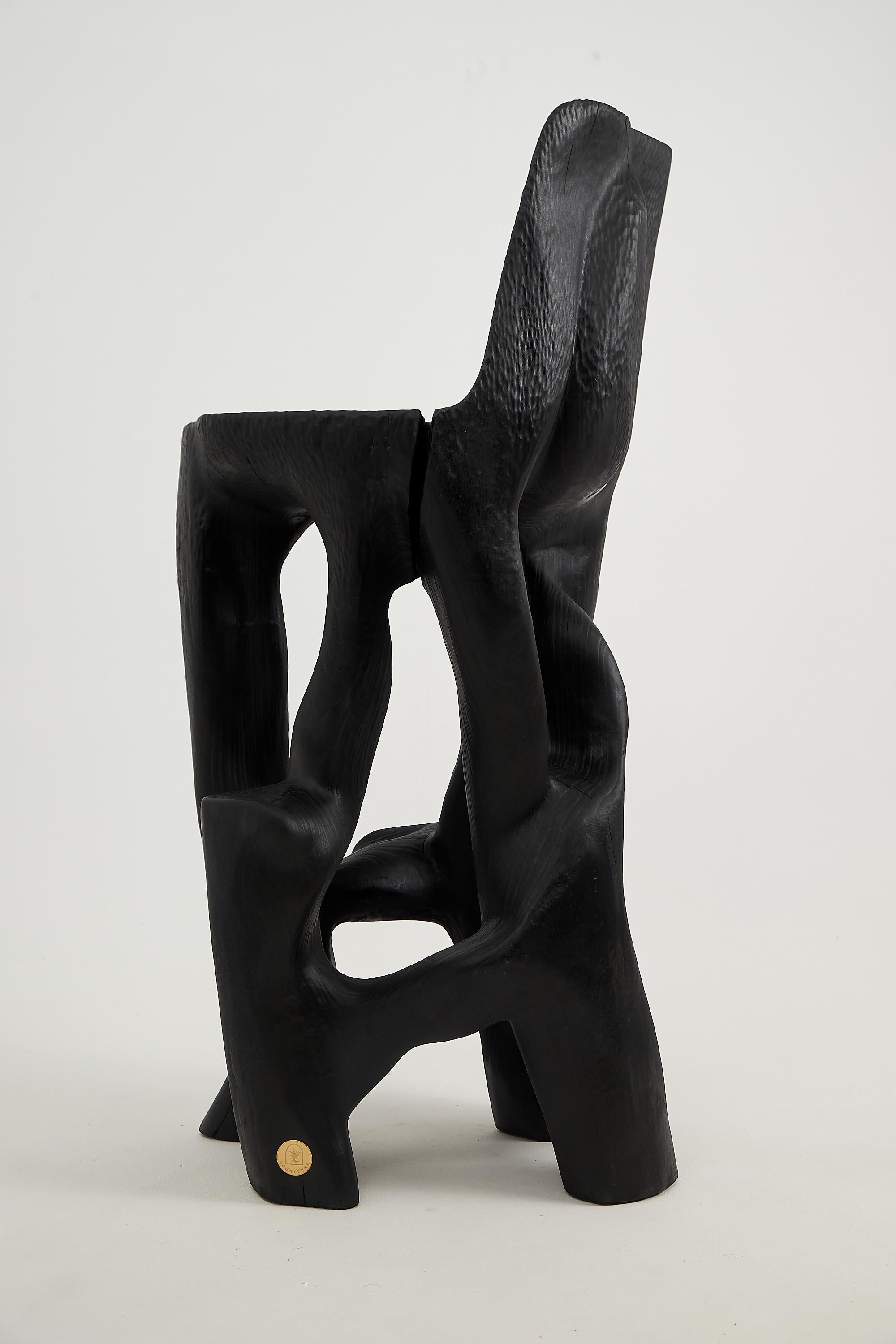 Makha, Solid Wood Sculptural Bar Chair, Original Contemporary Design, Logniture For Sale 1