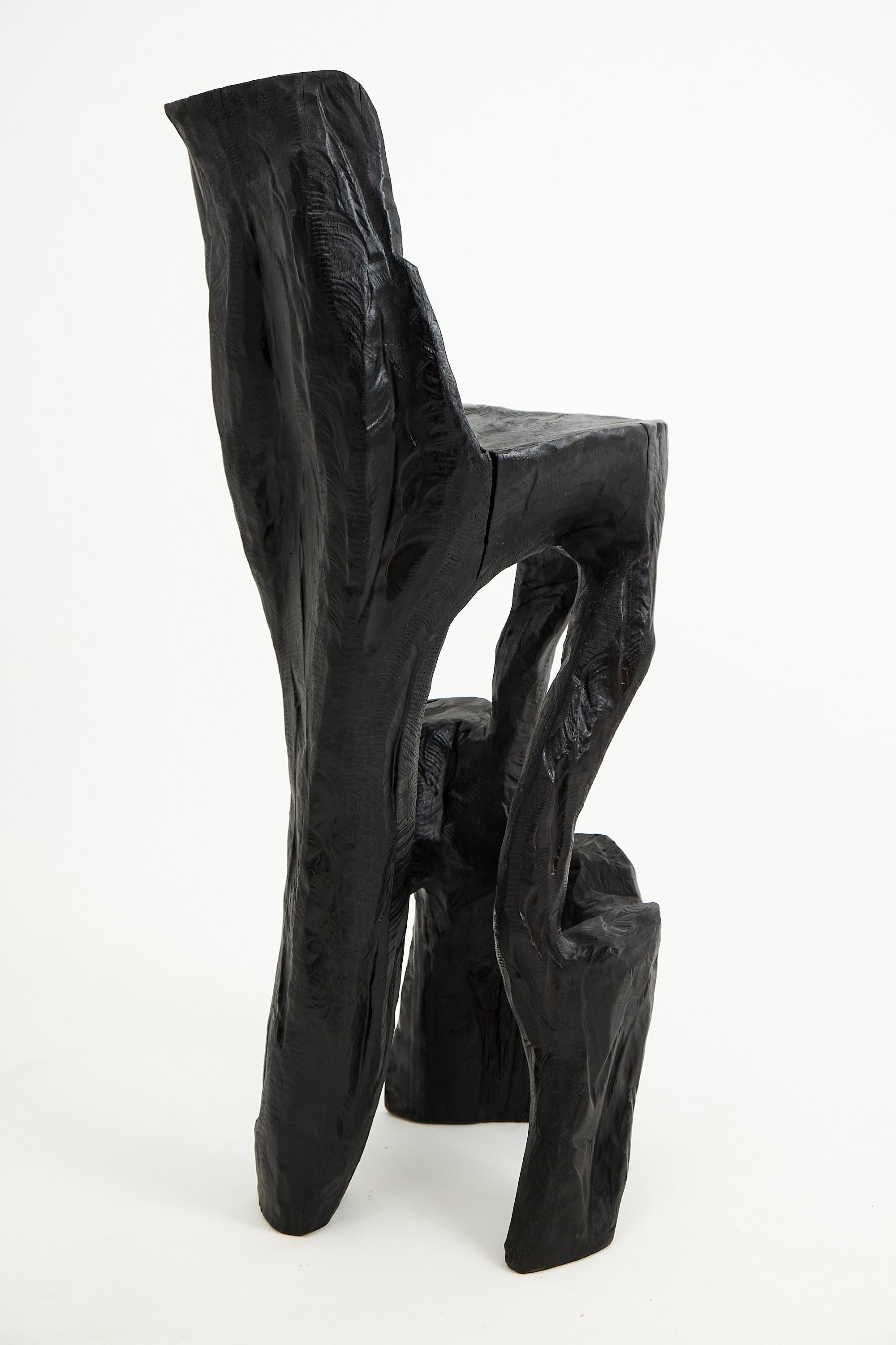 Makha, Solid Wood Sculptural Bar Chair, Original Contemporary Design, Logniture For Sale 1