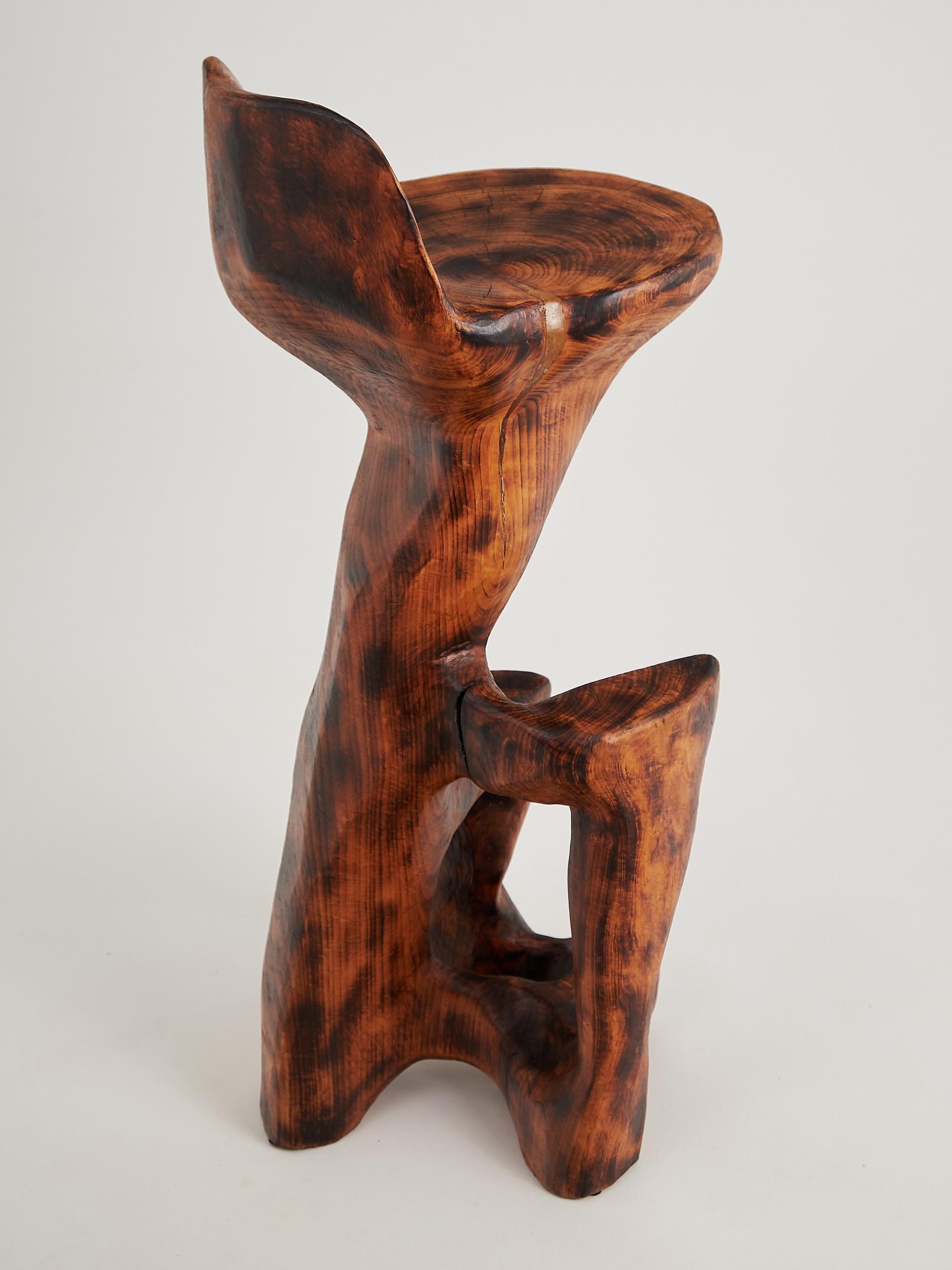 Makha, Solid Wood Sculptural Bar Chair, Original Contemporary Design, Logniture For Sale 3
