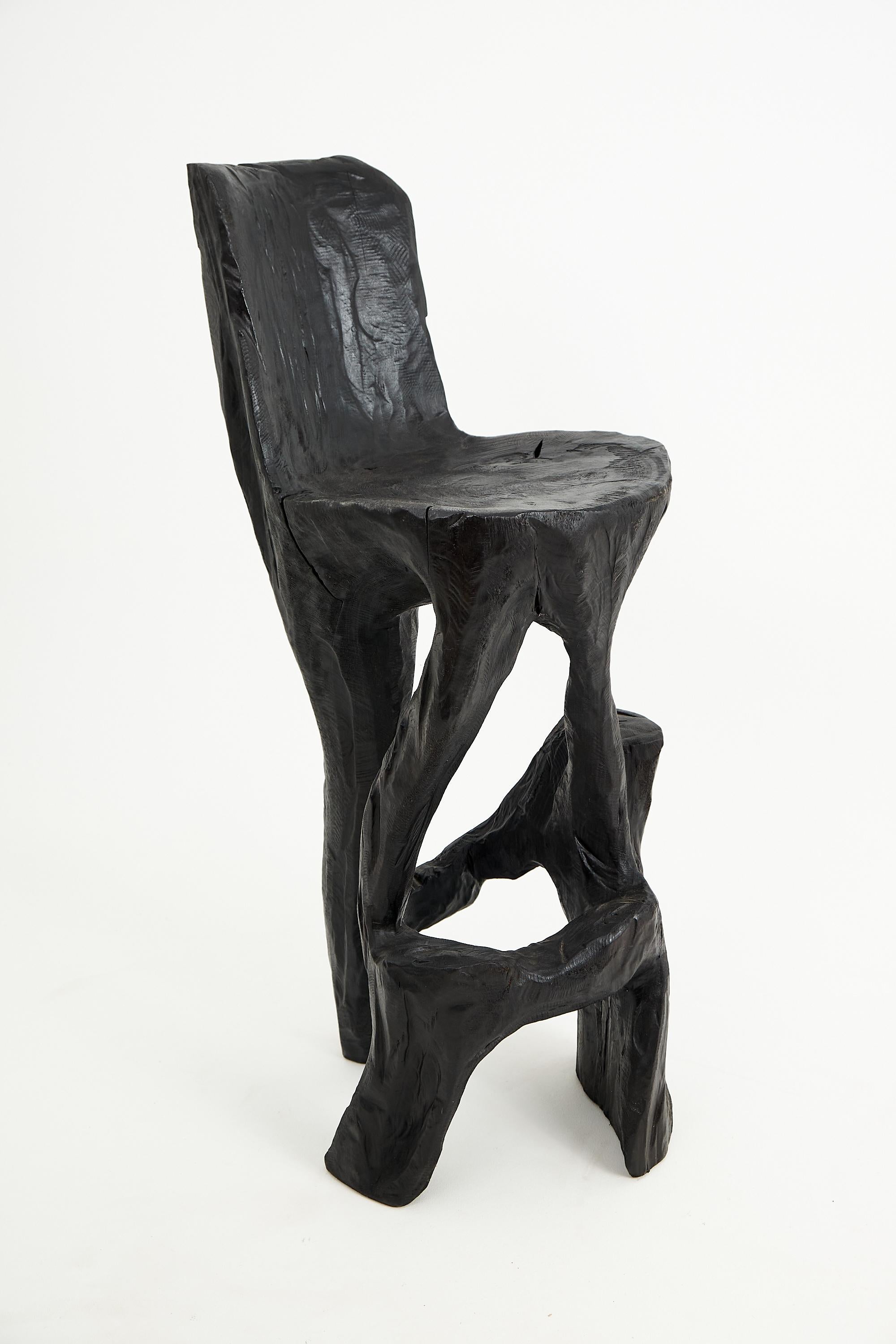 Makha, Solid Wood Sculptural Bar Chair, Original Contemporary Design, Logniture For Sale 2