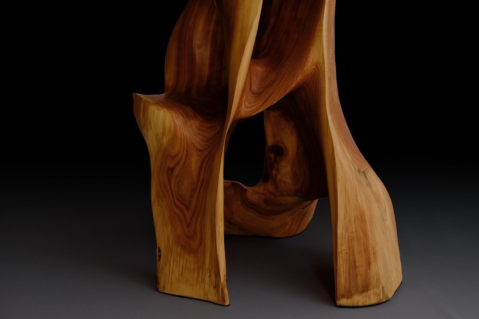 Makha, Solid Wood Sculptural Bar Chair, Original Contemporary Design, Logniture For Sale 2