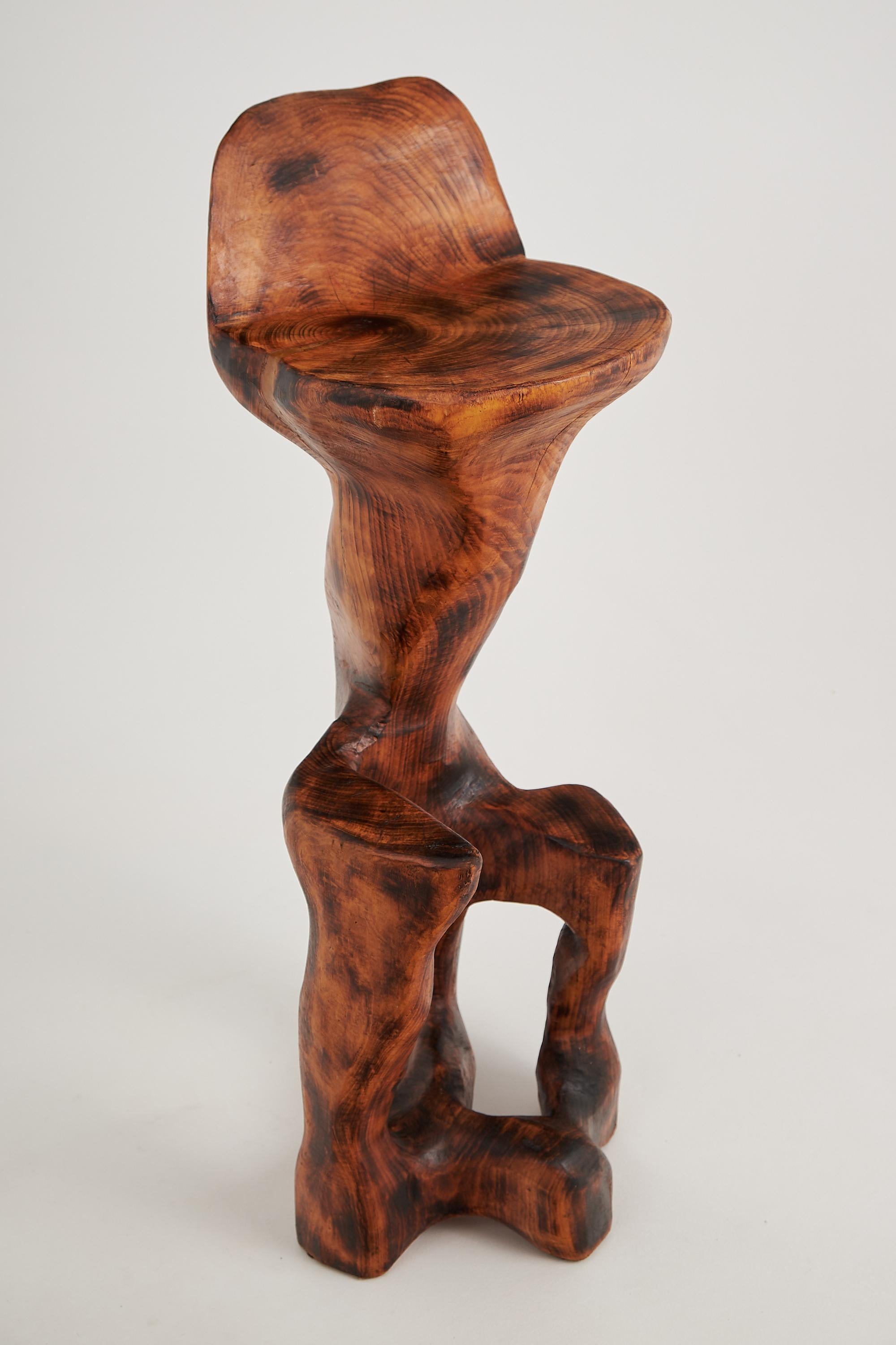 Makha, Solid Wood Sculptural Bar Chair, Original Contemporary Design, Logniture For Sale 4