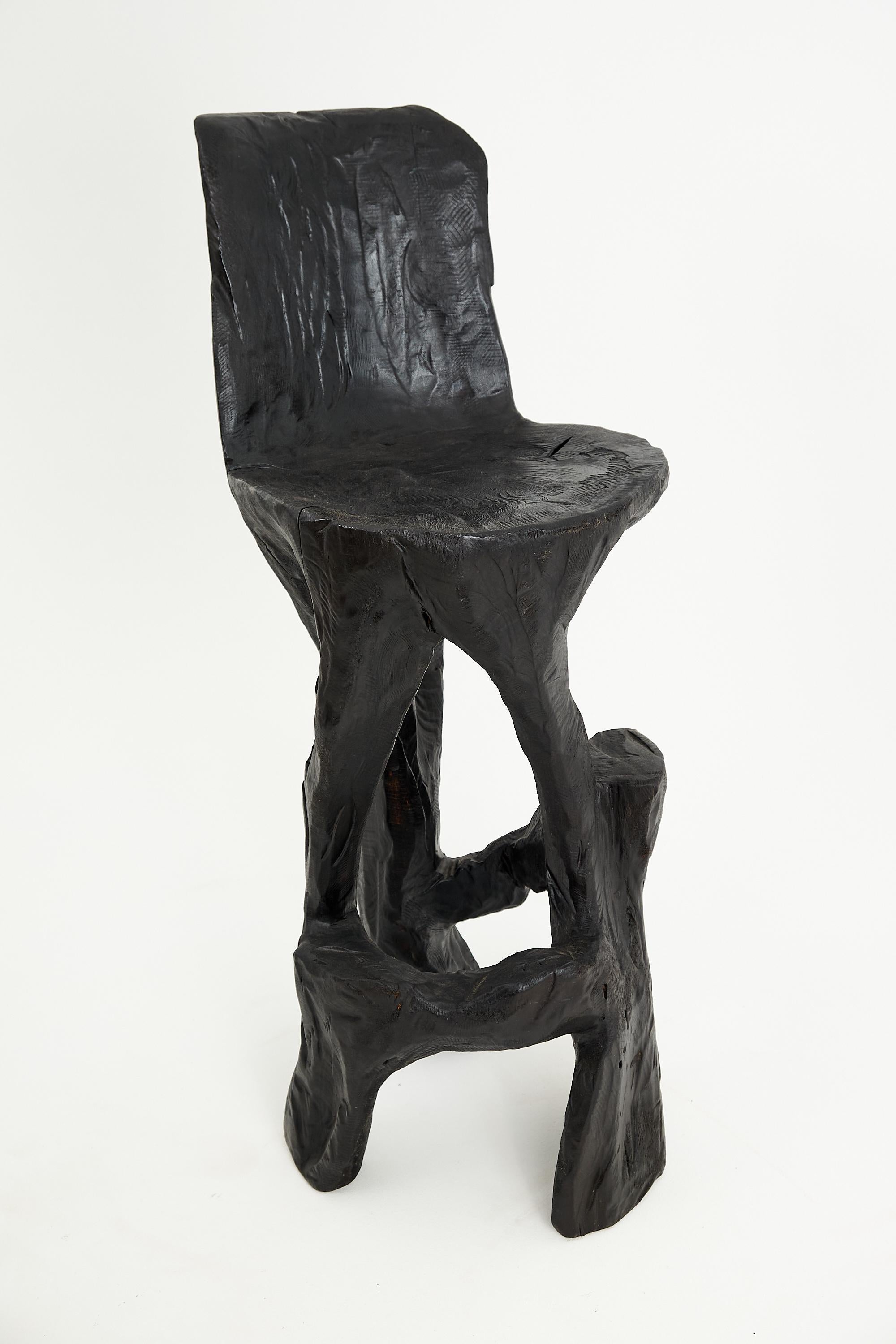 Makha, Solid Wood Sculptural Bar Chair, Original Contemporary Design, Logniture For Sale 3