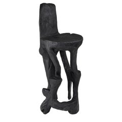 Makha, sedia da bar scultorea in legno massiccio, design contemporaneo originale, Logniture