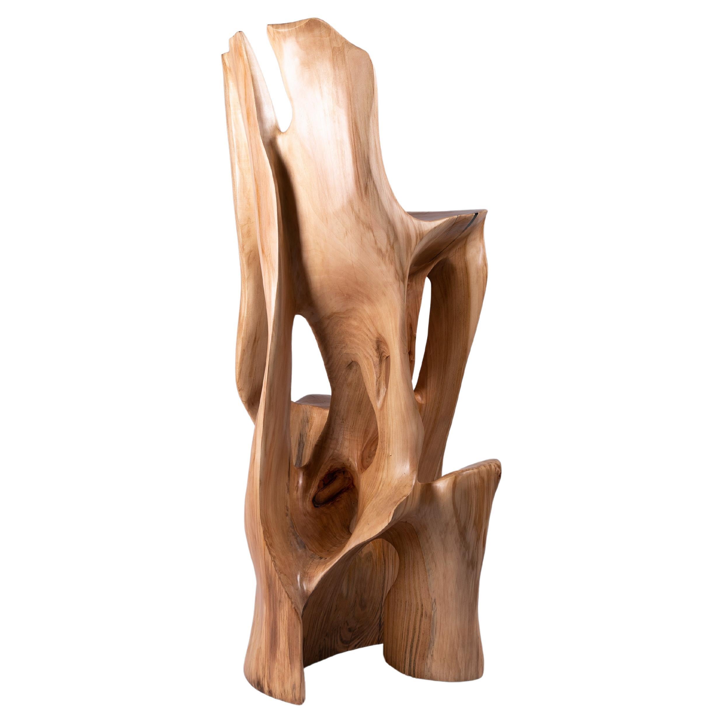 Makha, Solid Wood Sculptural Bar Chair, Original Contemporary Design, Logniture For Sale