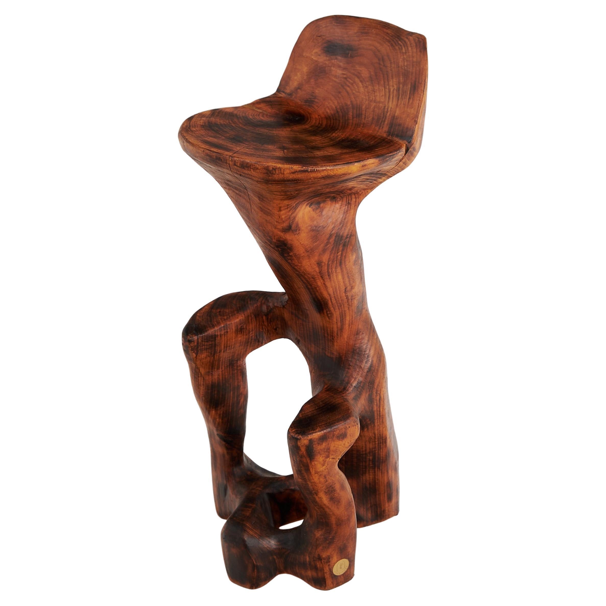 Makha, Solid Wood Sculptural Bar Chair, Original Contemporary Design, Logniture