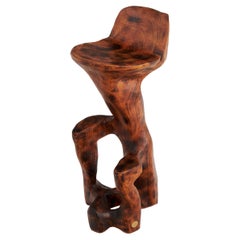 Makha, Skulpturaler Barstuhl aus Massivholz, Original zeitgenössisches Design, Logniture