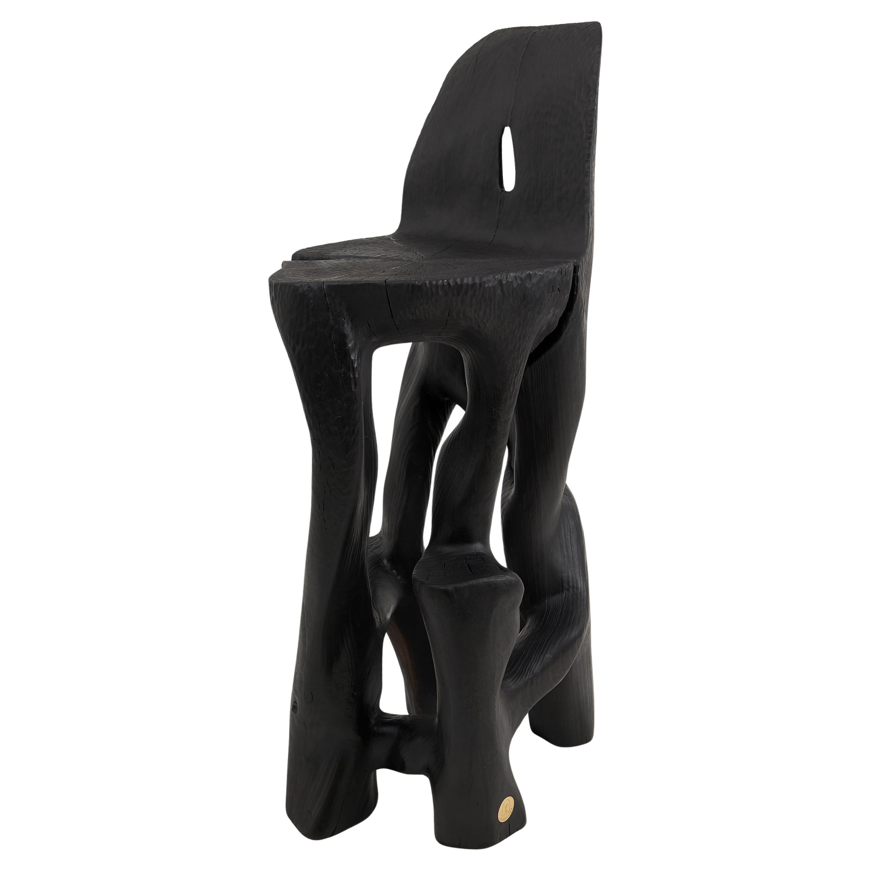 Makha, Solid Wood Sculptural Bar Chair, Original Contemporary Design, Logniture