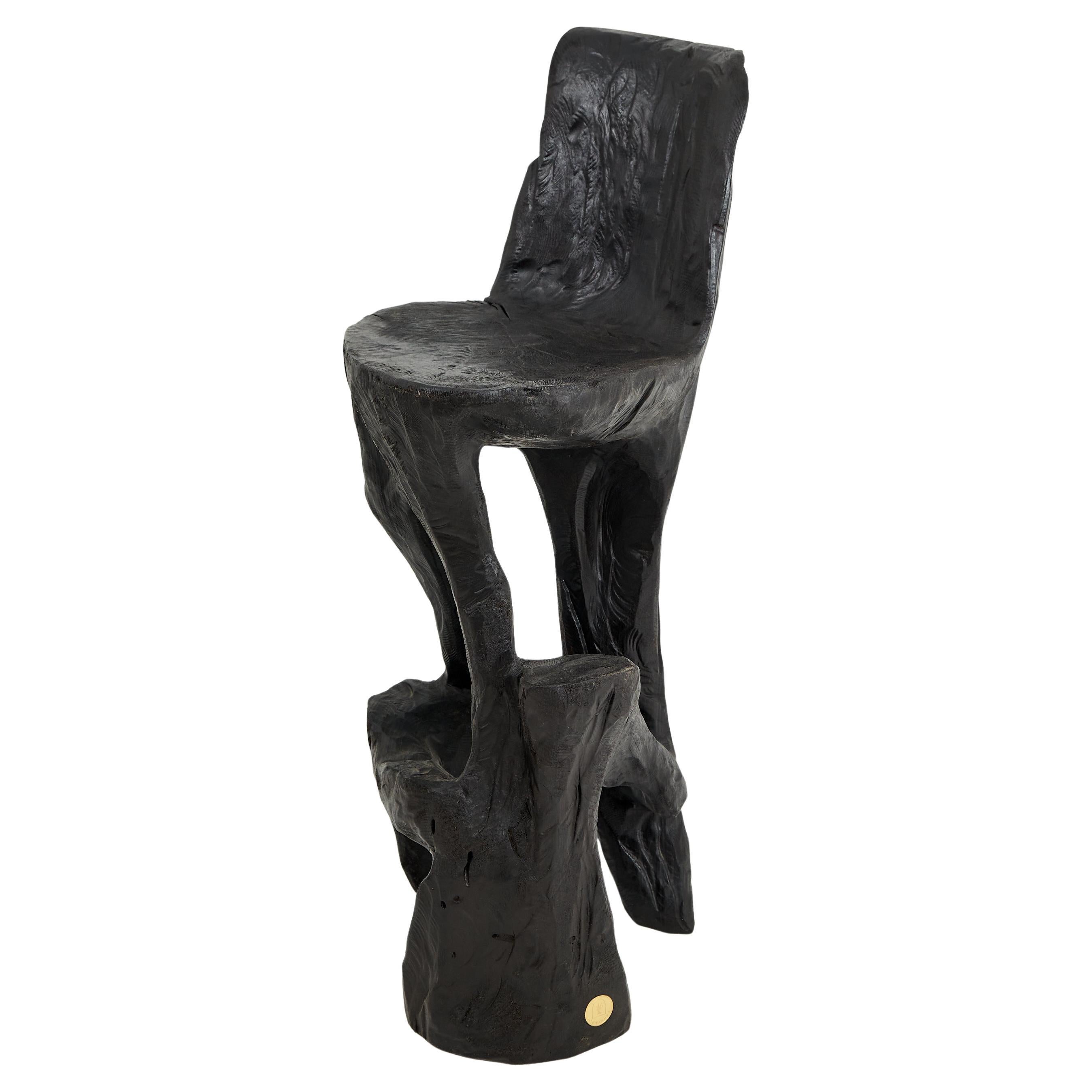 Makha, Solid Wood Sculptural Bar Chair, Original Contemporary Design, Logniture