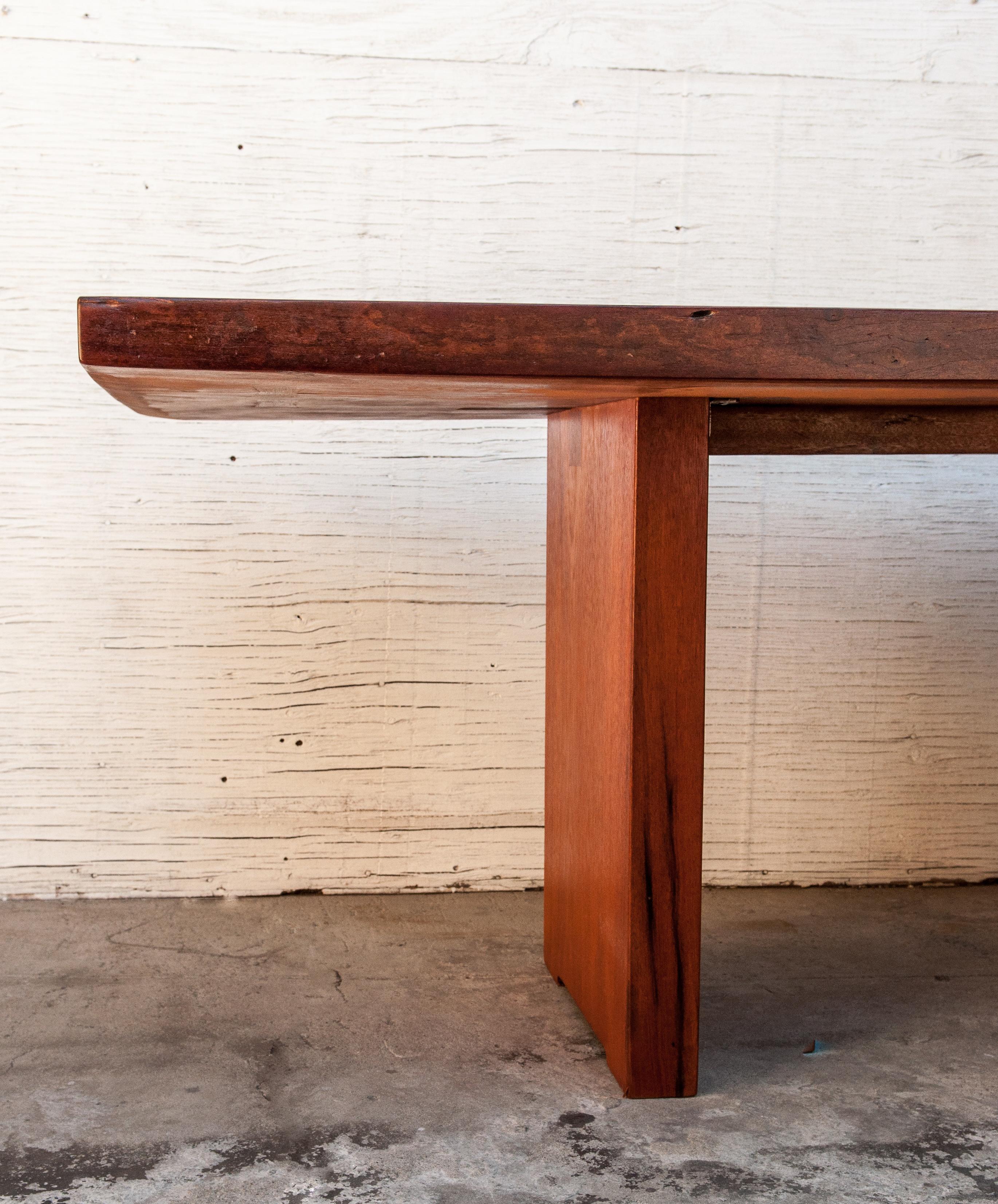 Hardwood Makha Wood Dining Table, Single Plank Top Slab Legs and Butterfly Detail