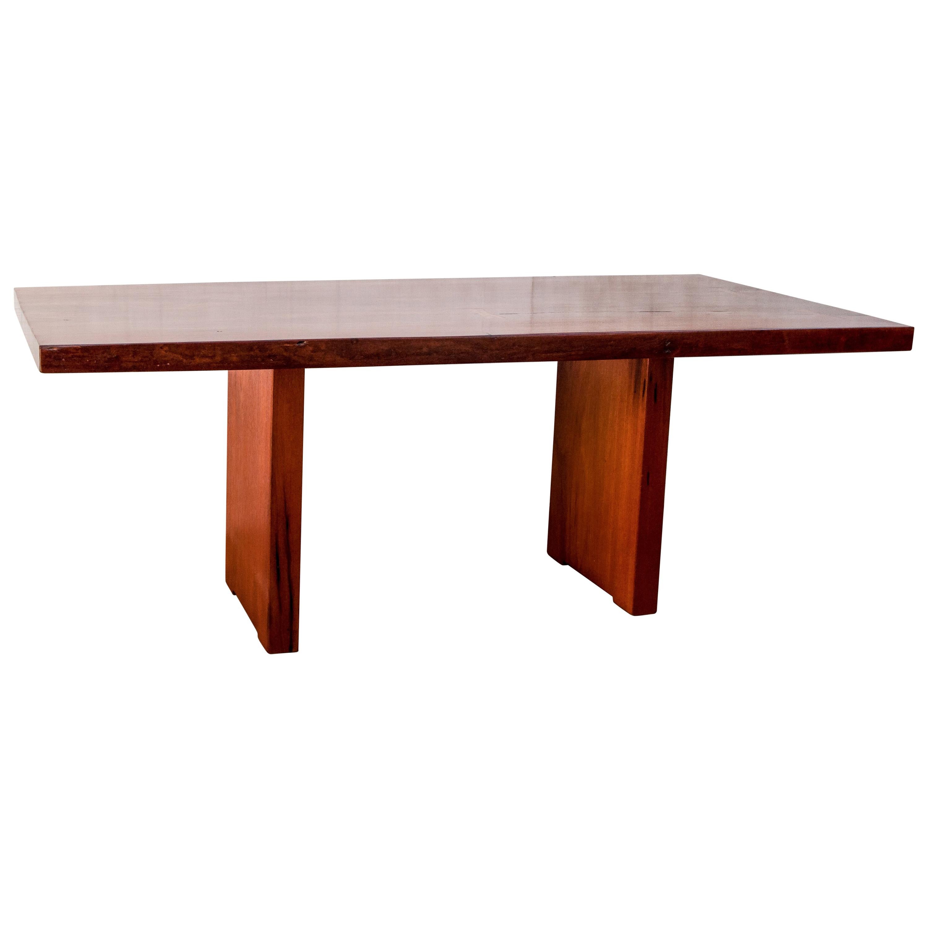 Makha Wood Dining Table, Single Plank Top Slab Legs and Butterfly Detail