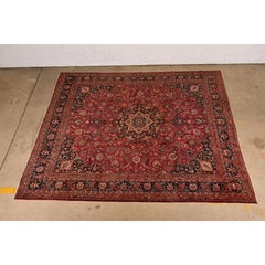 Makhmalbaf Signed Fine Hand-Woven Persian Ghom Room Size Wool Rug, Circa 1940s