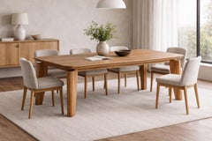 Maki Dining Table – Contemporary Eucalyptus Veneer Table with Sculptural Lacquer