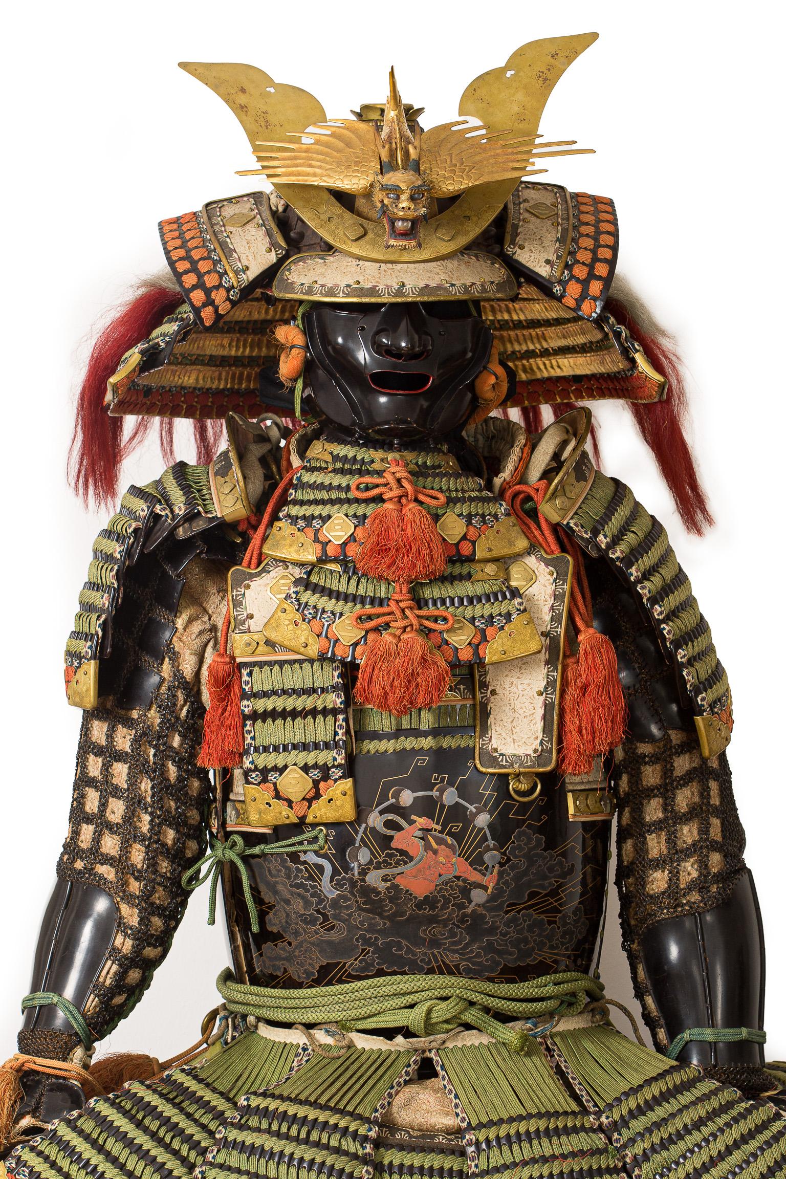 Silk Maki-E Hotoke-Do Tosei Gusoku Samurai Armor Bearing the Kamon of Inaba Family