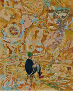 "Tricoter le Chaos" peinture japonaise contemporaine pigments minéraux sur soie